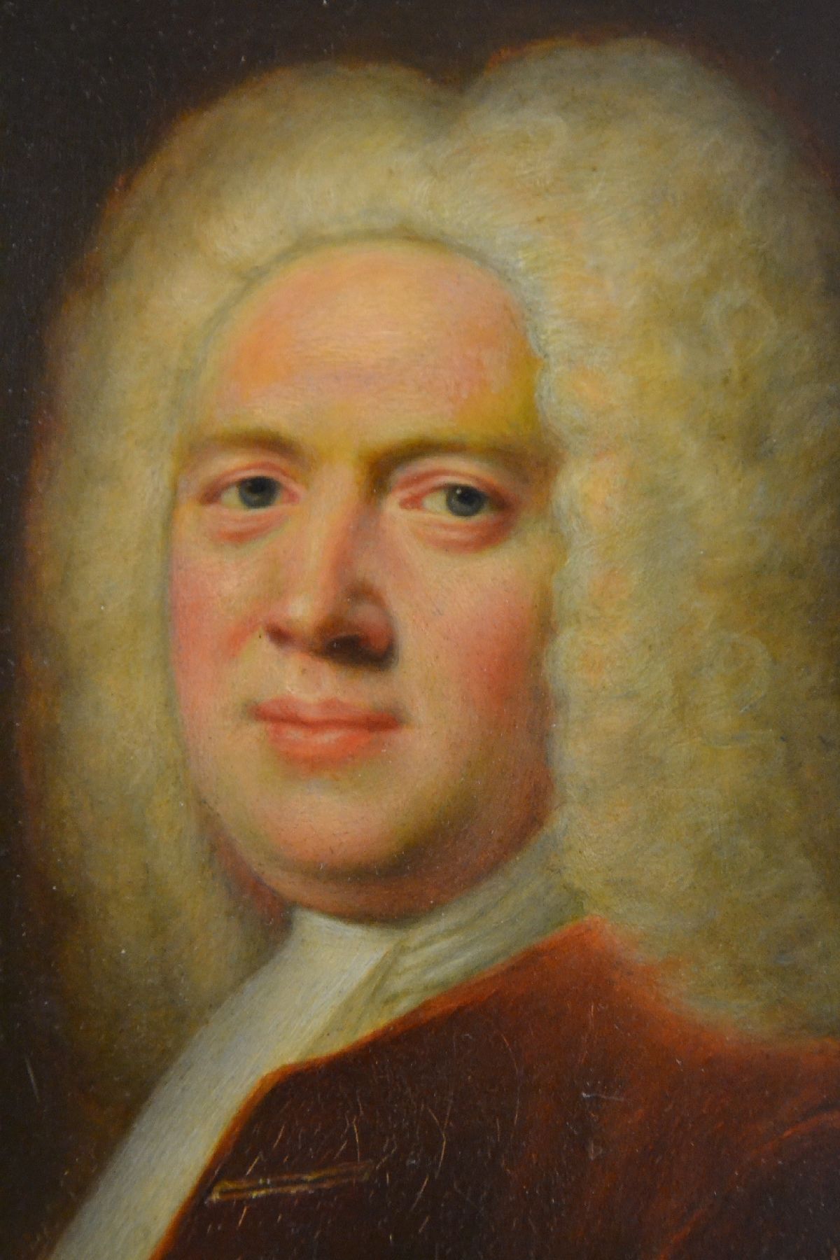 Detail c: Kopie nach Balthasar Denner, 1685-1749, Brustbild eines englischen Edelmanns entsprechend des Vorbildes in der Berliner Gemäldegalerie, gekonnte ...