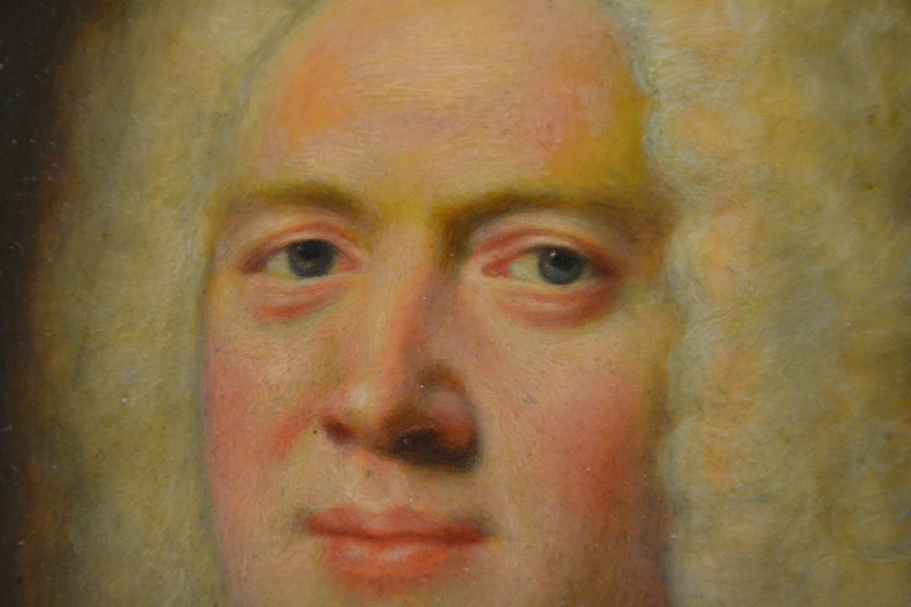 Detail d: Kopie nach Balthasar Denner, 1685-1749, Brustbild eines englischen Edelmanns entsprechend des Vorbildes in der Berliner Gemäldegalerie, gekonnte ...