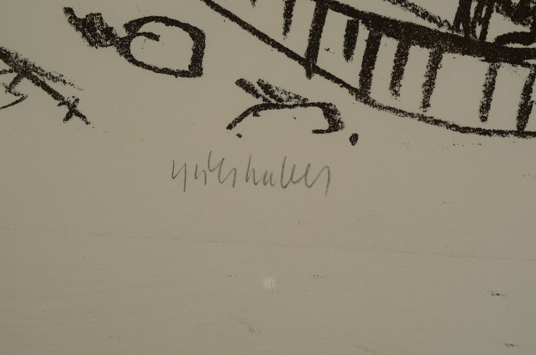 Detail c: HAP Grieshaber, Flöte-Spielerin, Lithografie, num. 22/30, handsigniert, ca. 38 x 46 cm, unter Glas, Rahmen ca. 62 x 75 cm