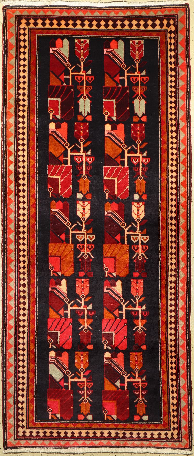 Meschgin alt, Persien, ca. 60 Jahre, Wolle auf Baumwolle, ca. 295 x 127 cm, guter Zustand