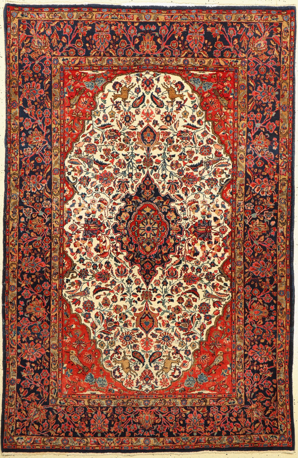 Keschan Kork antik, Persien, um 1900, Korkwolle geknüpft auf Baumwolle, ca. 196 x 128 cm, EHZ:3(Altersbedingt guter Zustand).