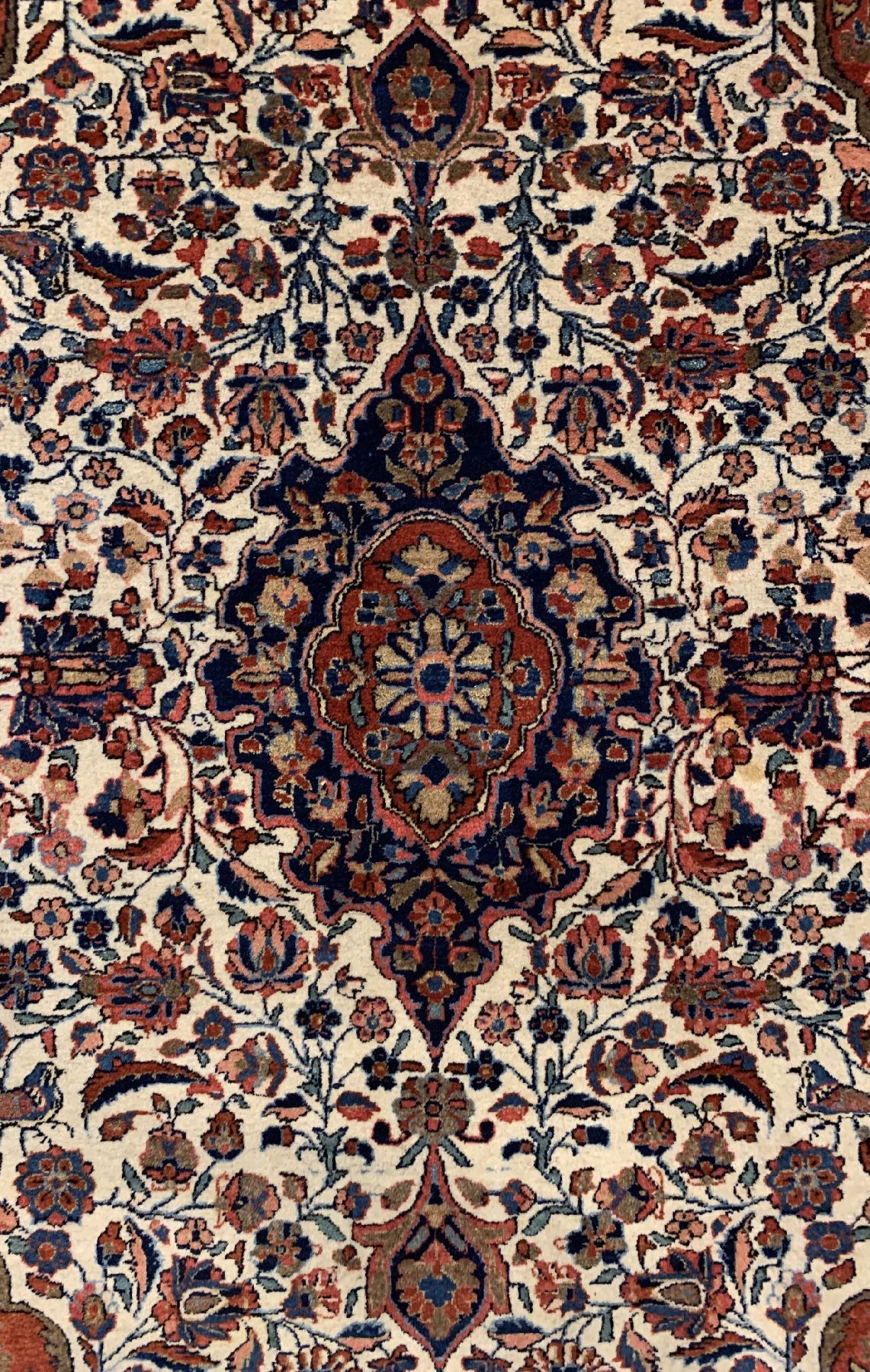 Detail a: Keschan Kork antik, Persien, um 1900, Korkwolle geknüpft auf Baumwolle, ca. 196 x 128 cm, EHZ:3(Altersbedingt guter Zustand).