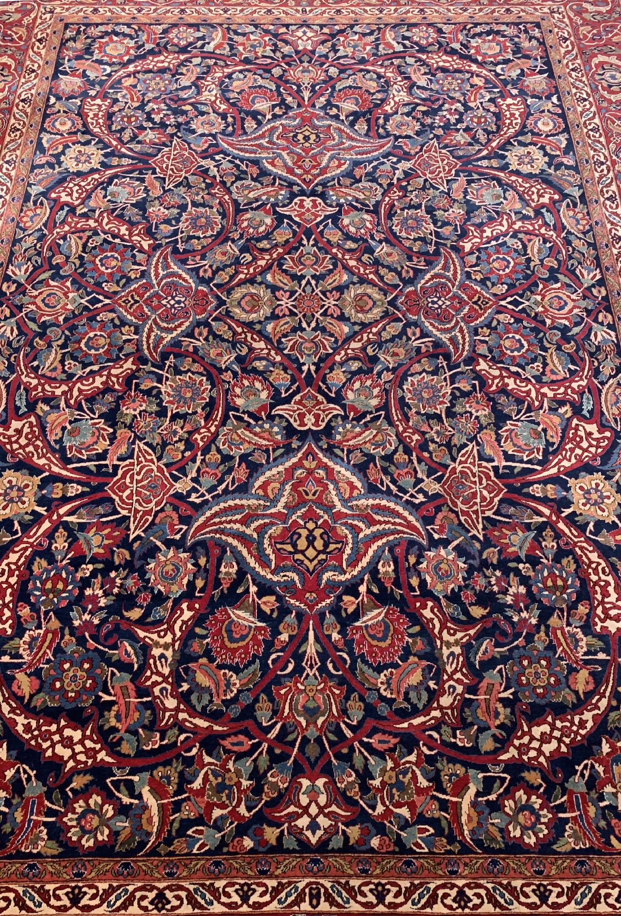 Detail a: Feiner Keschan Kork, Persien, um 1920/1930 Korkwolle geknüpft auf Baumwolle, ausgefallenes Muster, ca. 400 x 280cm, EHZ:2(guter Zustand)