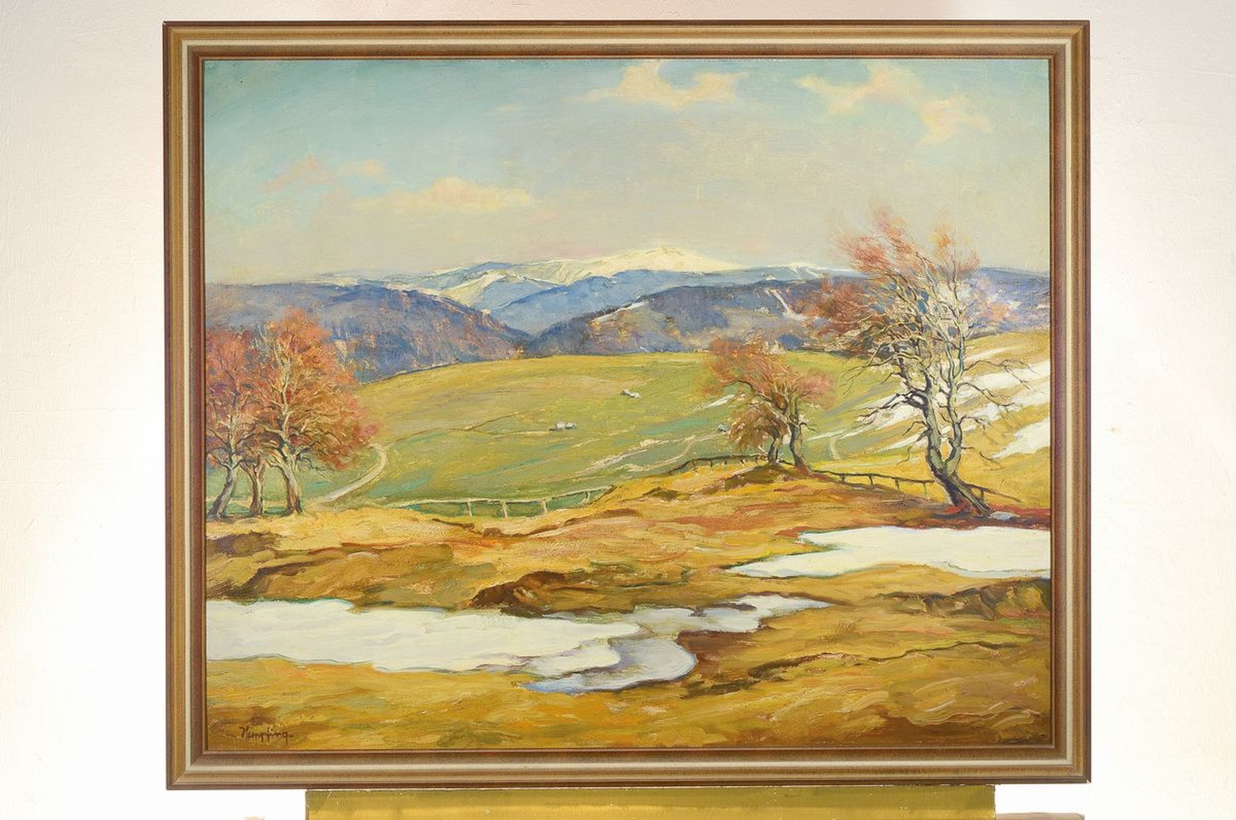 Detail k: Wilhelm Hempfing, 1889 Schönau-1948 Karlsruhe, Vorfrühling im Schwarzwald, Öl/Malkarton, gekonnte Tiefenstaffelung und Farbdifferenzierung, li. u. ...