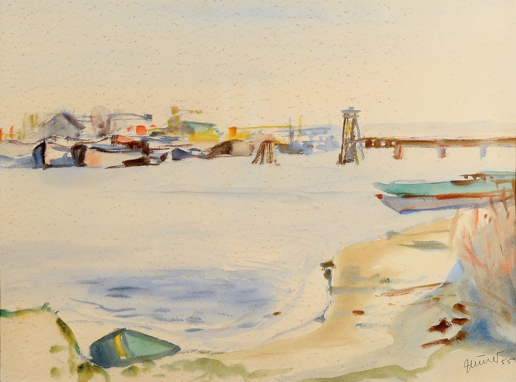 Georg Günther Zeuner, 1923 Dresden-2011 Speyer, drei Aquarelle, a. südliche Landschaft mit gelbem Haus, ca. 46 x 34.5 cm PP-Ausschnitt, signiert ...