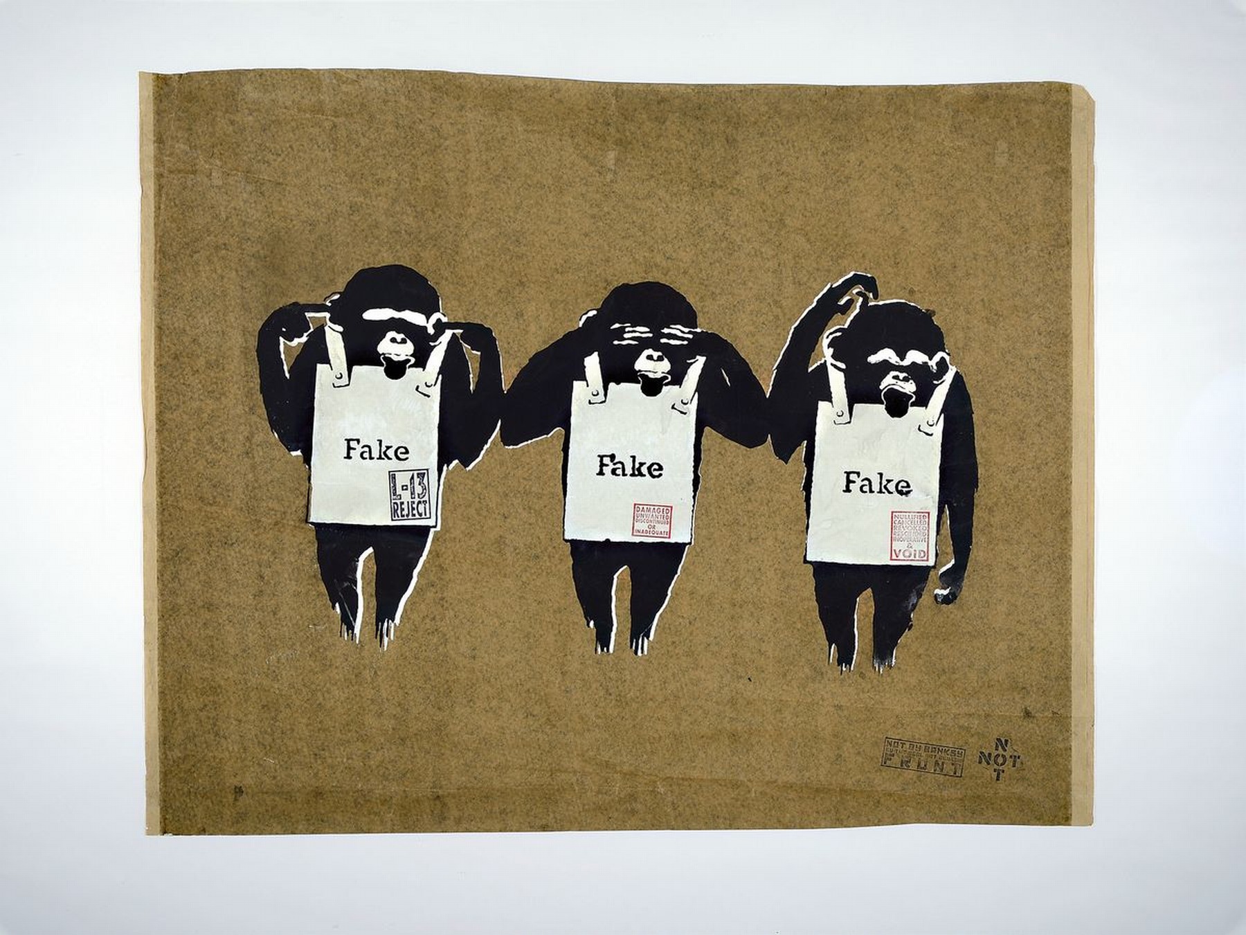 NOT BY BANKSY BY NOT NOT BANKSY, (Stot21STCplanB), "hear not, see not, think not," 2018, Siebdruck, Testprint/Artist Proof., num. AP/113, ...