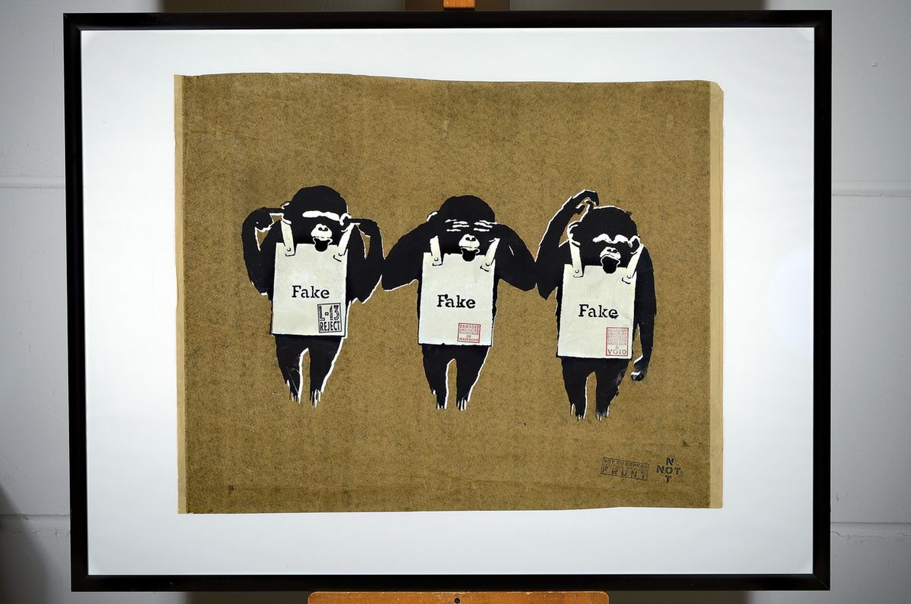 Detail k: NOT BY BANKSY BY NOT NOT BANKSY, (Stot21STCplanB), "hear not, see not, think not," 2018, Siebdruck, Testprint/Artist Proof., num. AP/113, ...