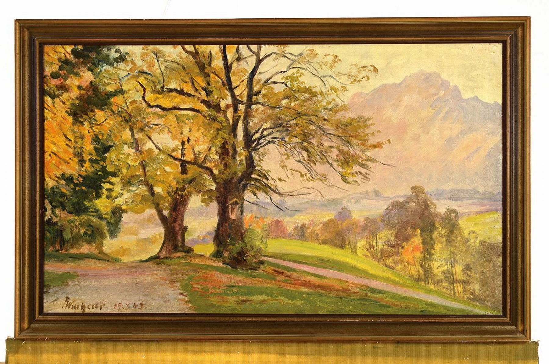 Detail k: Fritz Wucherer, 1873 Basel - 1948 Kronberg, Studium bei Anton Burger, anschließend in Paris, Mitglied der Kronberger Malerkolonie, herbstliche ...