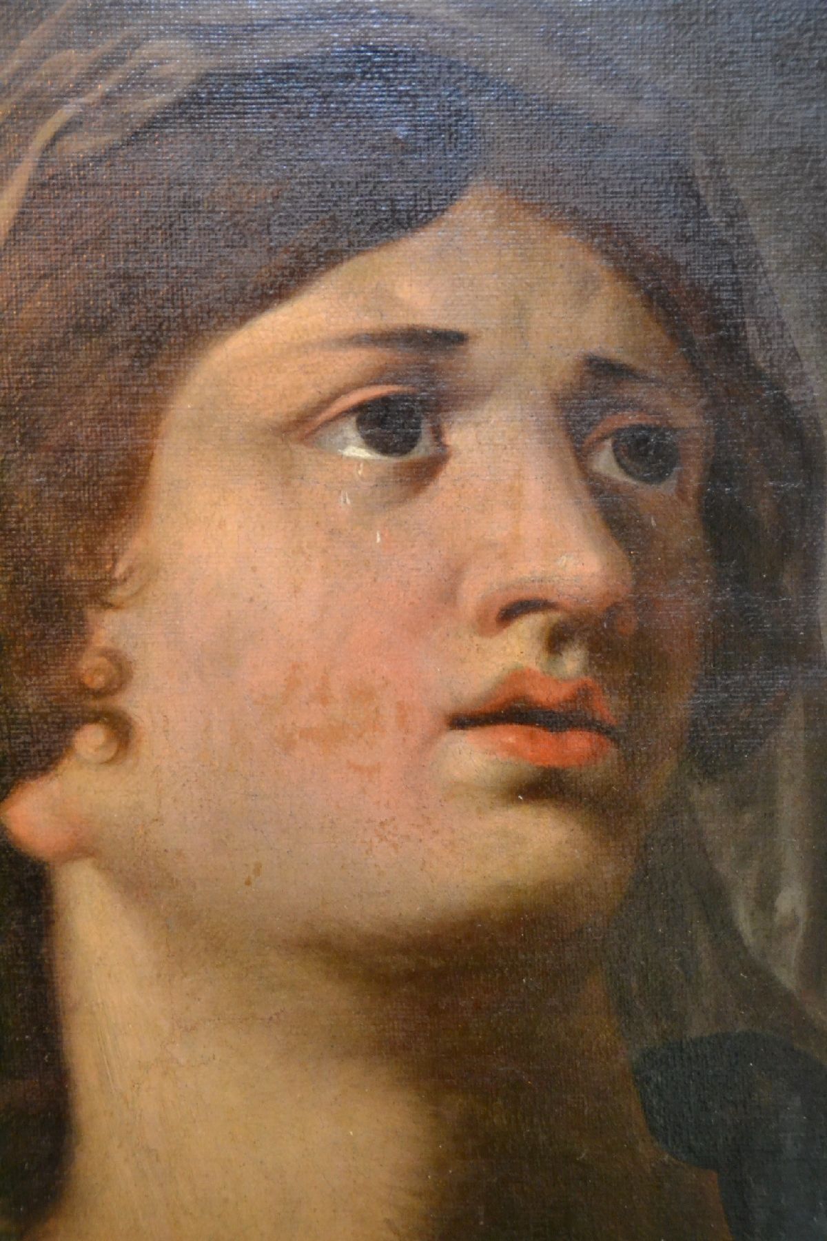 Detail c: Ungedeuteter Künstler des 17. Jh., Porträt des Johannes, feines lasierende Malerei, doubliert, Öl/Lwd, unsigniert, schöner geschnitzter ...