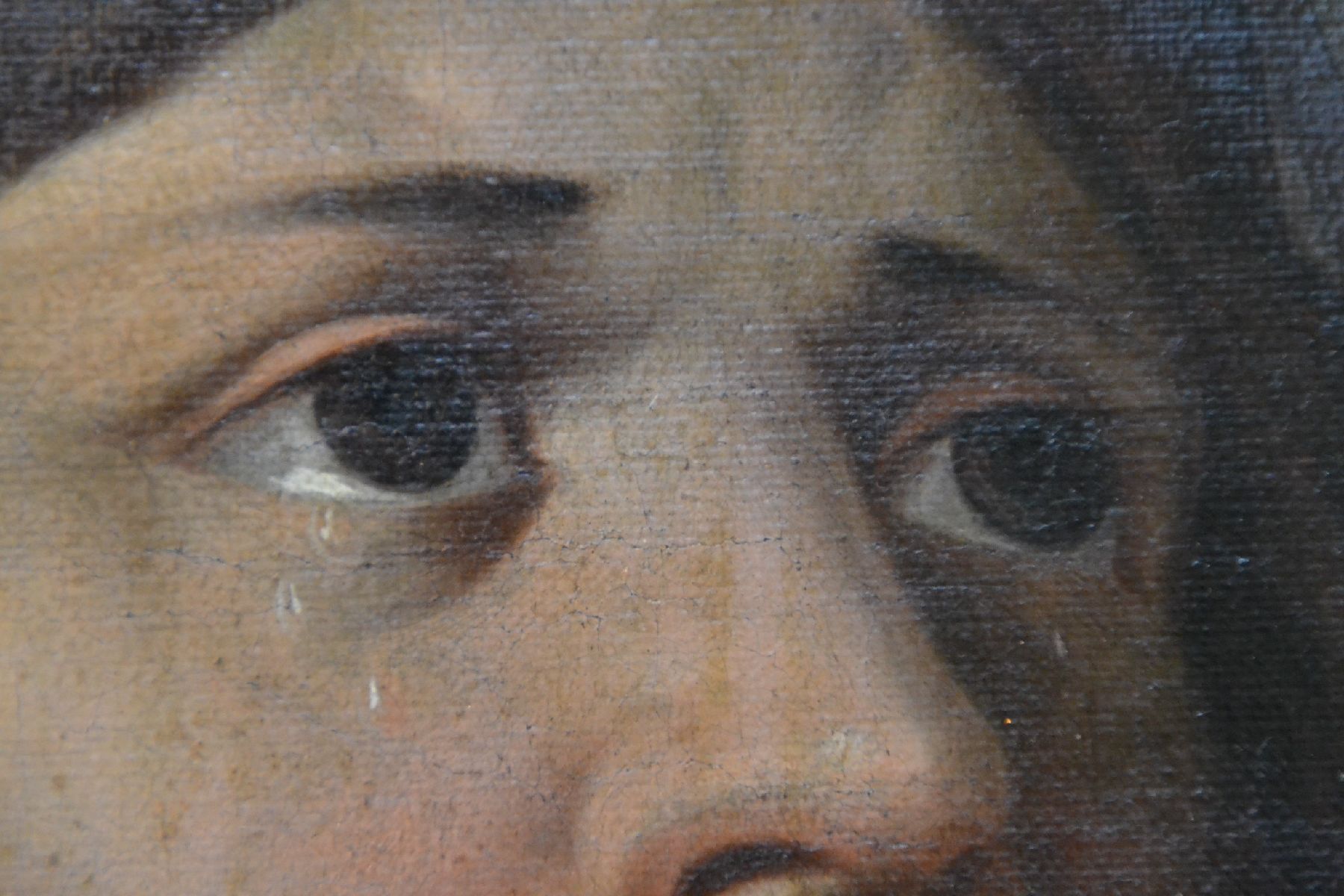 Detail e: Ungedeuteter Künstler des 17. Jh., Porträt des Johannes, feines lasierende Malerei, doubliert, Öl/Lwd, unsigniert, schöner geschnitzter ...
