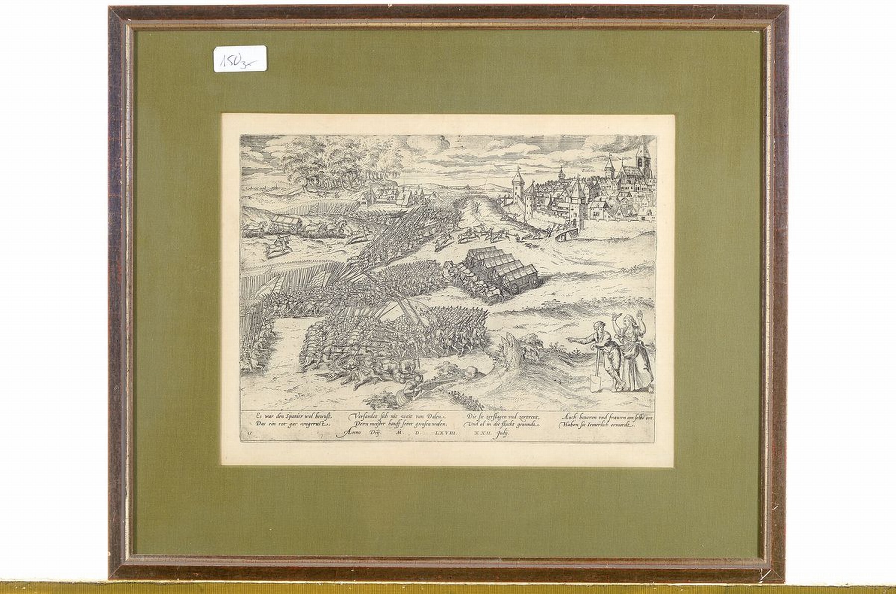 Detail n: 4 Kupferstiche 18. Jh., a. Drei Ansichten von Karlsruhe, Homann, altkoloriert,stockfleckig, ca. 63 x 54 cm, b. Karte von Köln und angrenzende ...