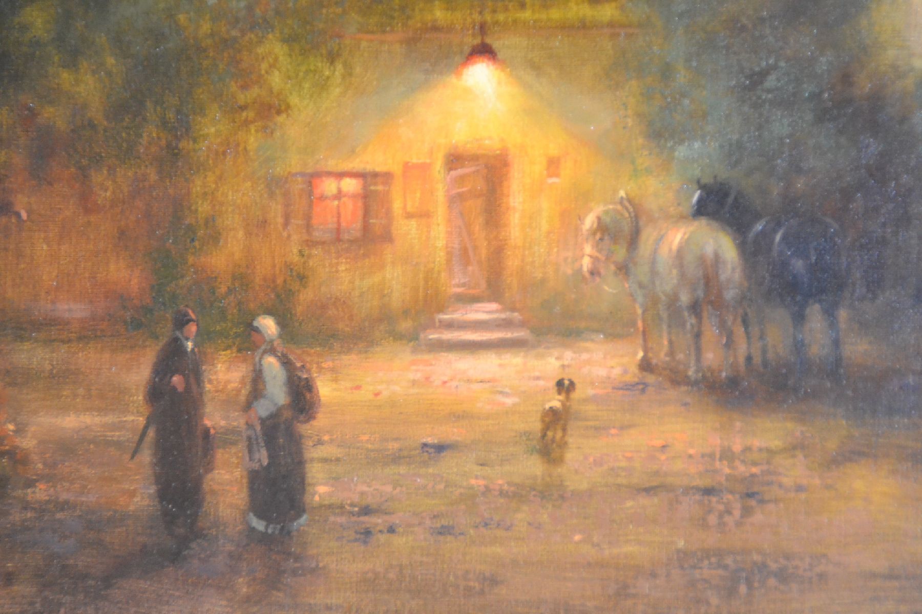 Detail b: Günther König, geb. 1926 Gießen, "Einkehr am Abend", Öl/Platte, signiert, ca. 30 x 40 cm, mit Zertifikat der Galerie Vogel, ...