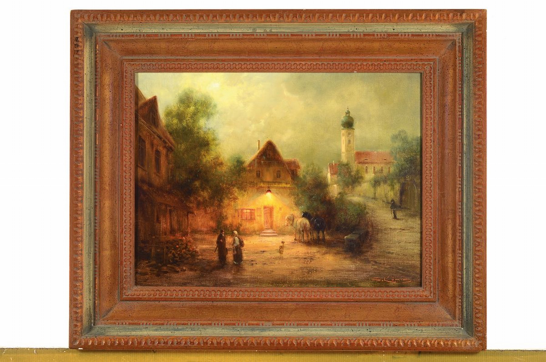 Detail k: Günther König, geb. 1926 Gießen, "Einkehr am Abend", Öl/Platte, signiert, ca. 30 x 40 cm, mit Zertifikat der Galerie Vogel, ...