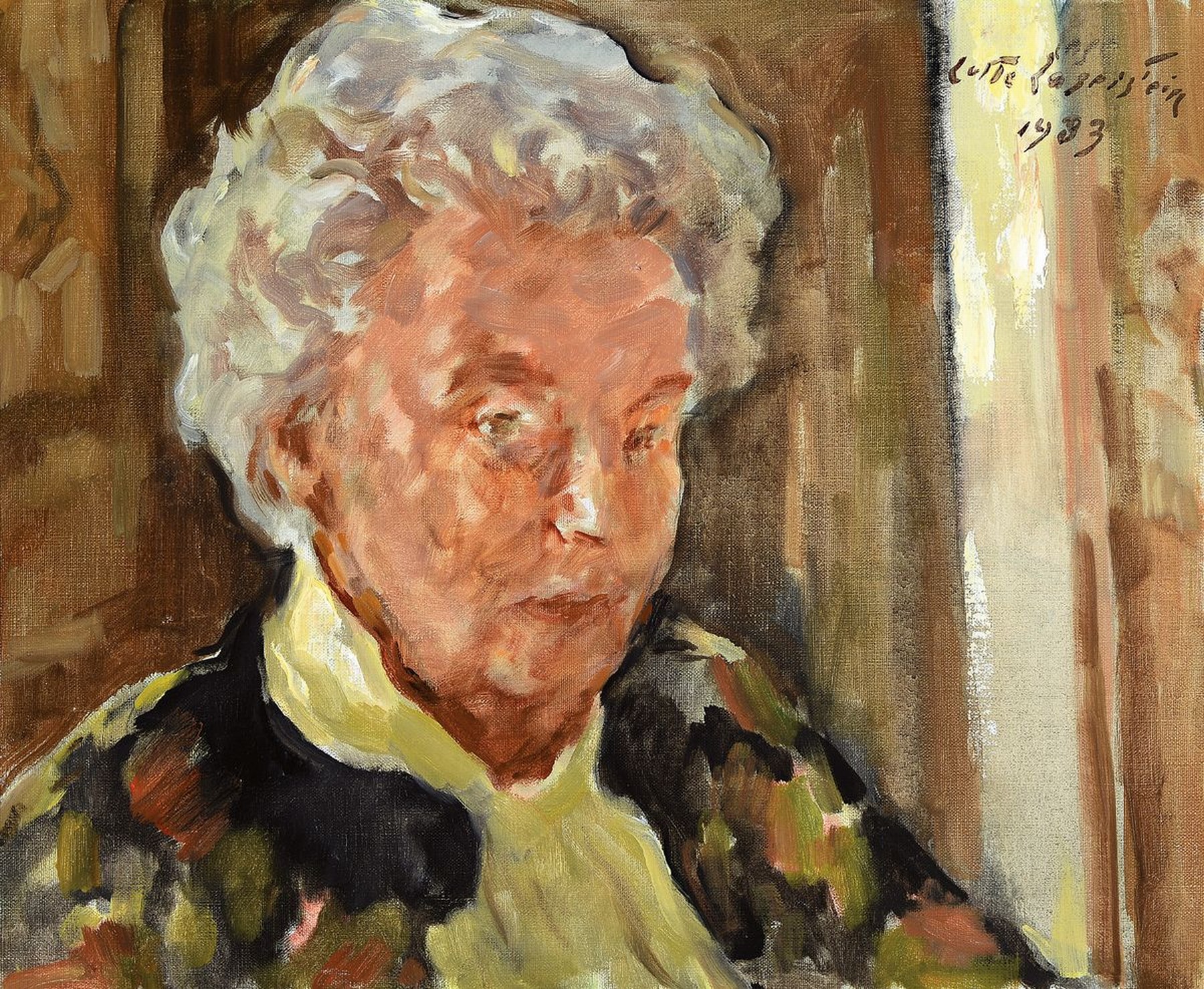 Lotte Laserstein, 1898 Schweden - 1993, Selbstporträt der Künstlerin von 1983, Öl/Lwd., re. u. signiert und datiert, ca. 86 x 38 cm, rückseitig ...