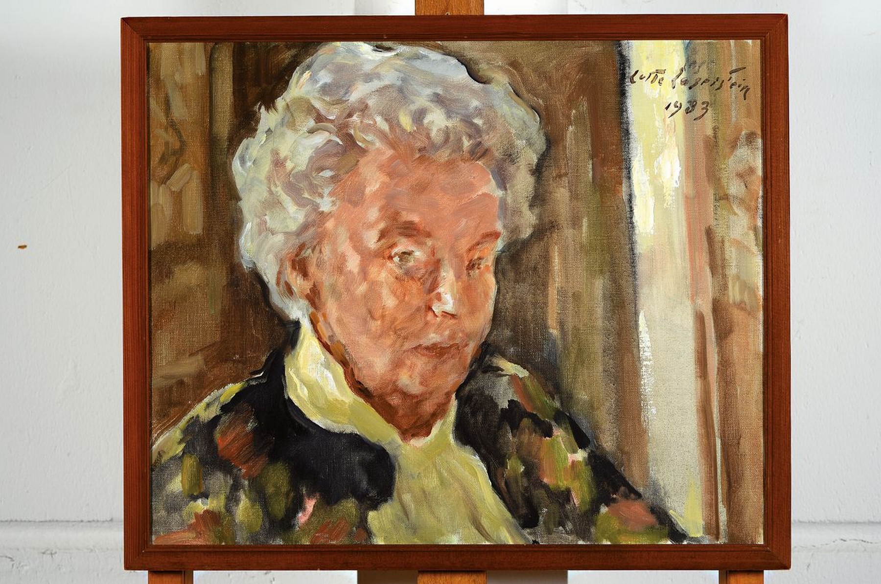 Detail k: Lotte Laserstein, 1898 Schweden - 1993, Selbstporträt der Künstlerin von 1983, Öl/Lwd., re. u. signiert und datiert, ca. 86 x 38 cm, rückseitig ...
