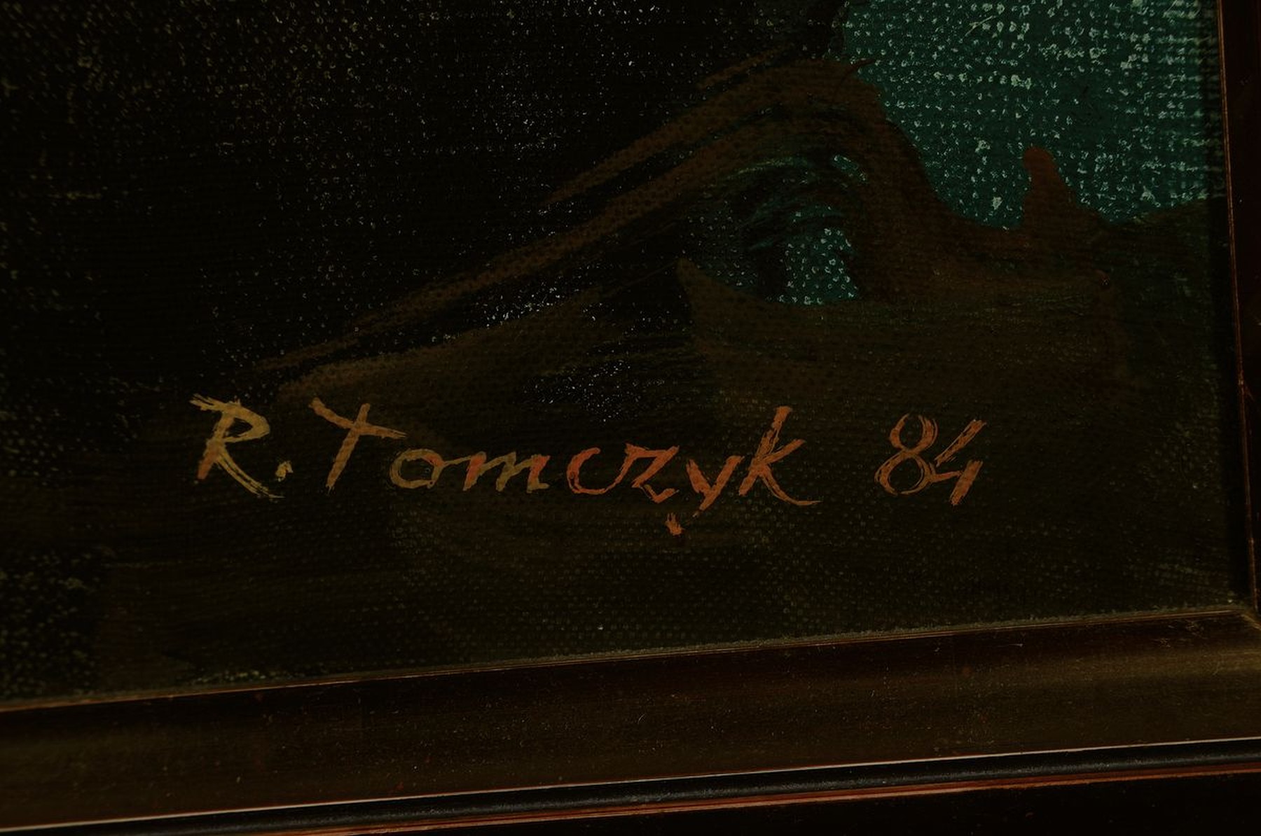 Detail a: Ryszard Tomczyk, geb. 1931 Polen, "Krystalizacja", großformatige Arbeit, 1987 Acryl/Lwd, signiert, ca. 100 x 100 cm, Rahmen