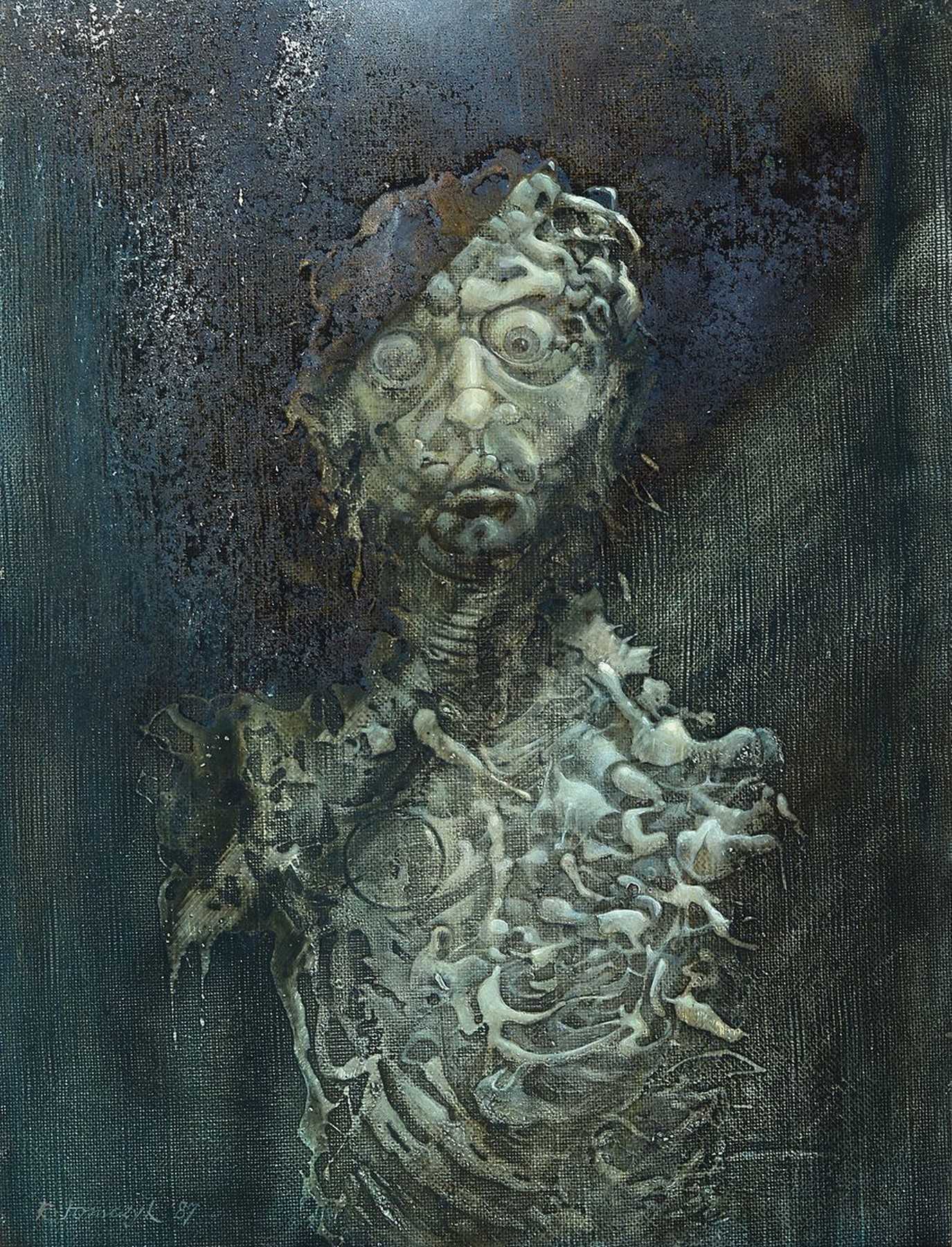 Ryszard Tomczyk, geb. 1931 Polen, "Porträt", Acryl/Lwd, signiert, ca. 62 x 47 cm, dat. 87, Rahmen