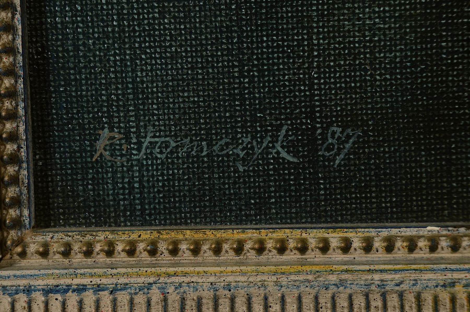 Detail a: Ryszard Tomczyk, geb. 1931 Polen, "Porträt", Acryl/Lwd, signiert, ca. 62 x 47 cm, dat. 87, Rahmen