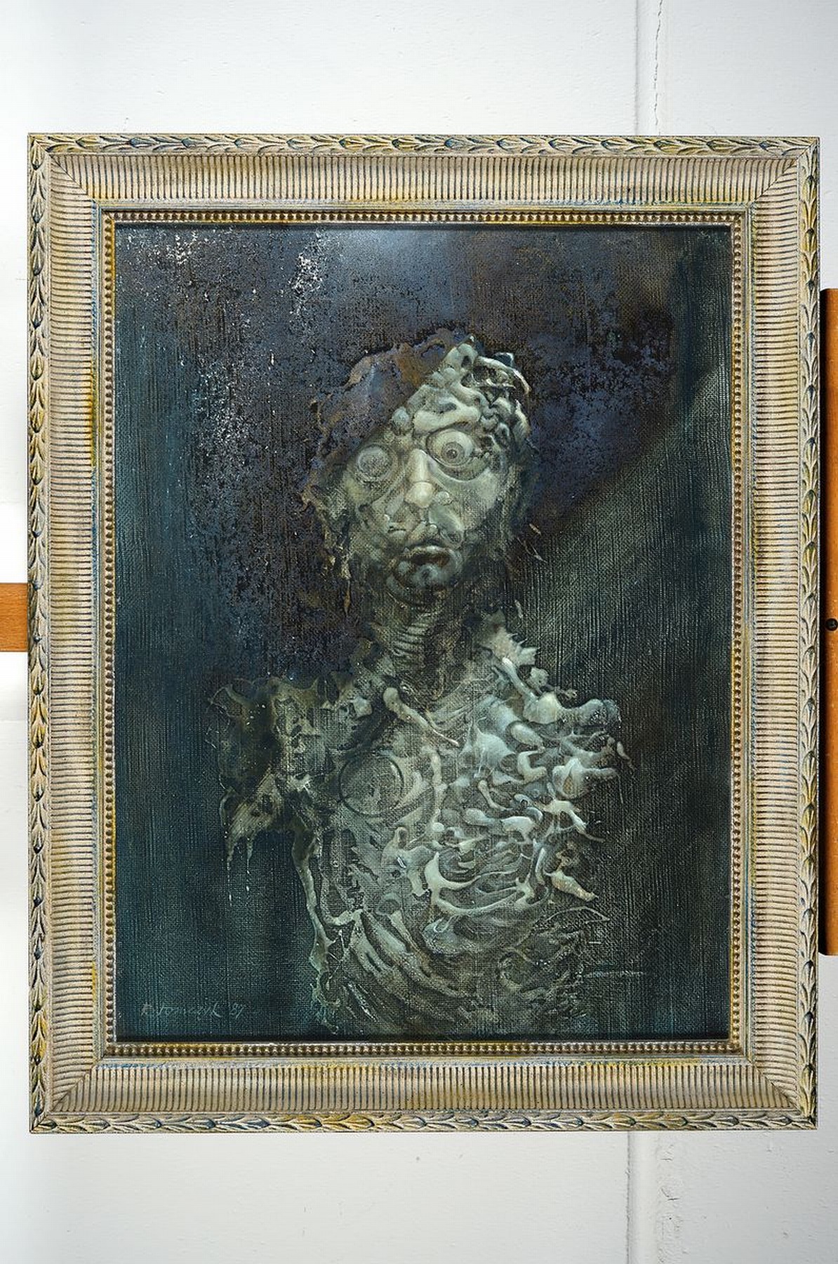 Detail k: Ryszard Tomczyk, geb. 1931 Polen, "Porträt", Acryl/Lwd, signiert, ca. 62 x 47 cm, dat. 87, Rahmen