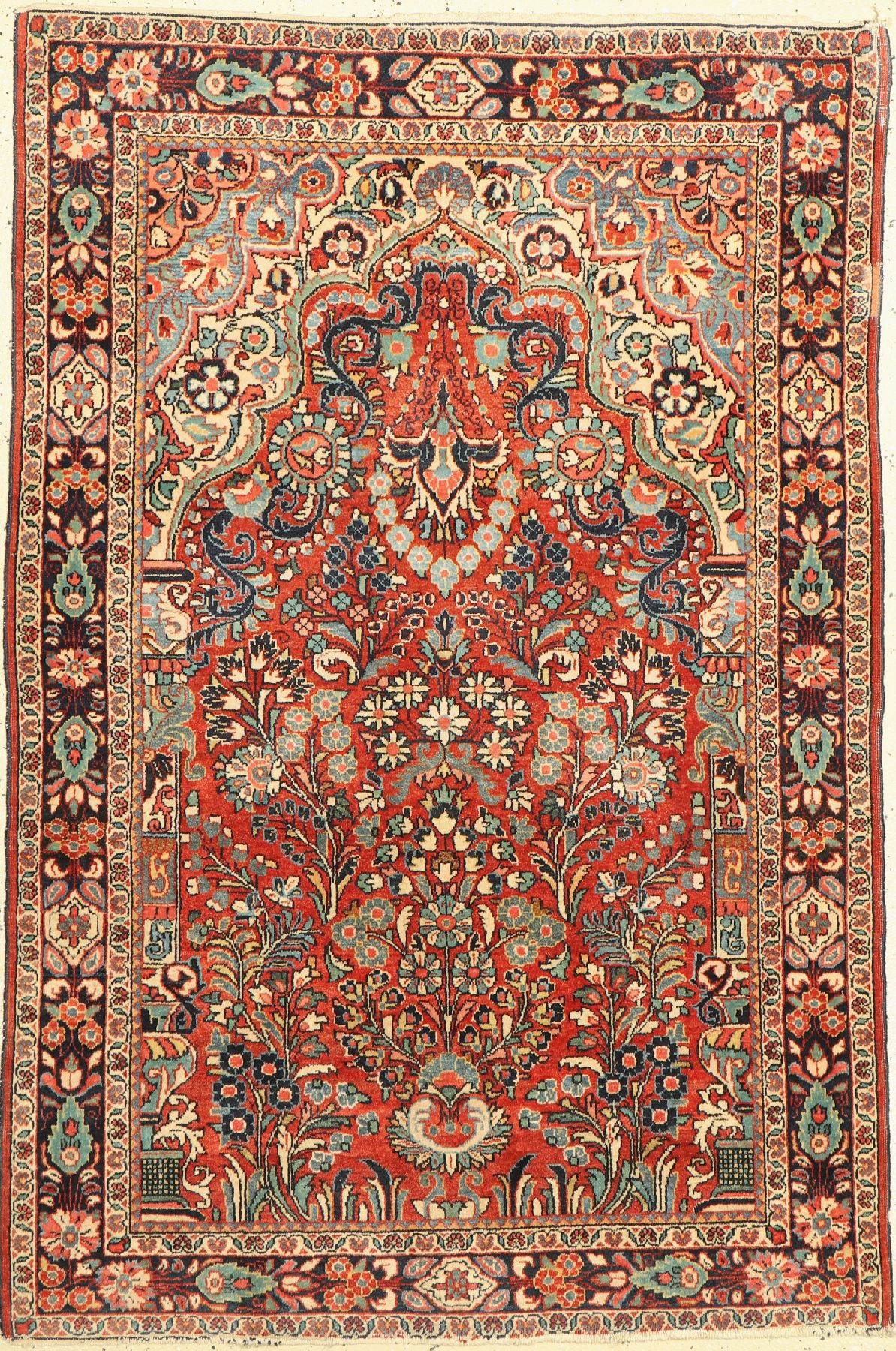 Sarogh alt, Persien, um 1940, Wolle auf Baumwolle, ca. 150 x 102 cm, restaurierte Stelle, minimal verkürzt, Gebrauchsspuren an den Rändern