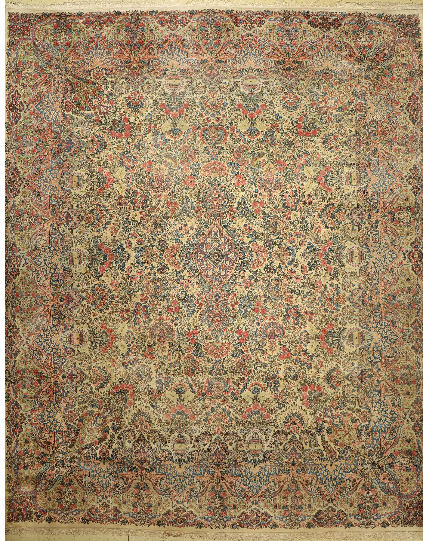 Us Re-Import Kerman Lawar, Persien, um 1930, Wolle auf Baumwolle, ca. 440 x 360 cm, guter Zustand