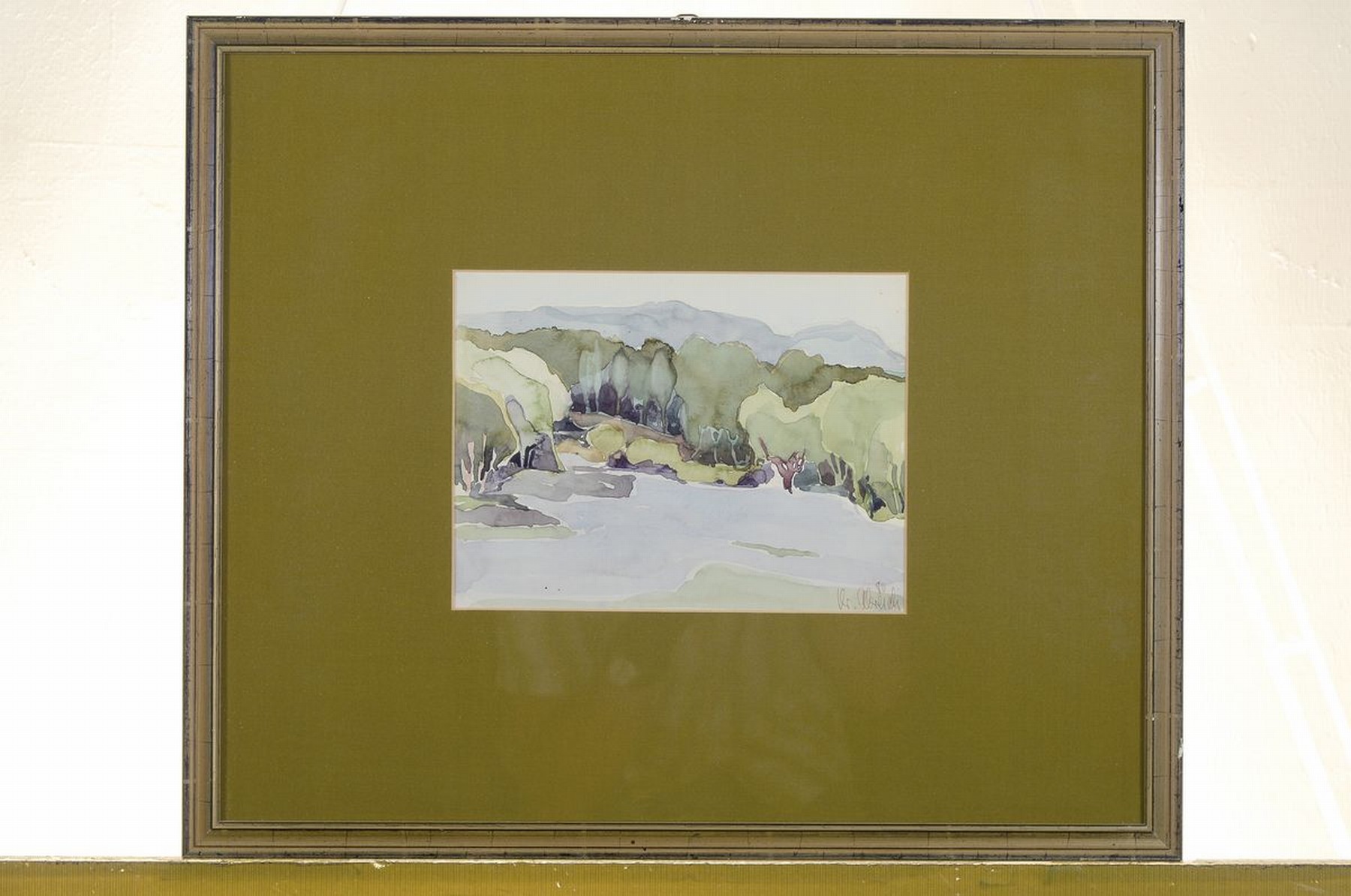 Detail k: Christel Abresch, 1931 Sulzbach-2011 Neustadt/Wstr., Landschaft, Aquarell auf Papier, rechts unten signiert und dat. 80, ca. 17x23cm, PP, u.Gl., R. ...