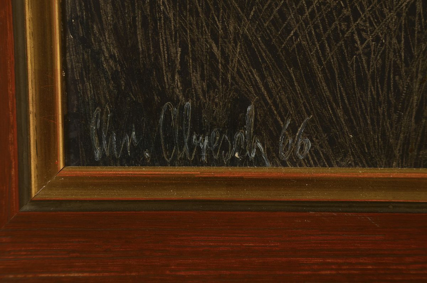 Detail a: Christel Abresch, 1931 Sulzbach-2011 Neustadt/Wstr., Porträt, Acryl auf Hartfaser, links unten signiert und dat. 66, ca. 55x32cm, R. ca. 67x45cm