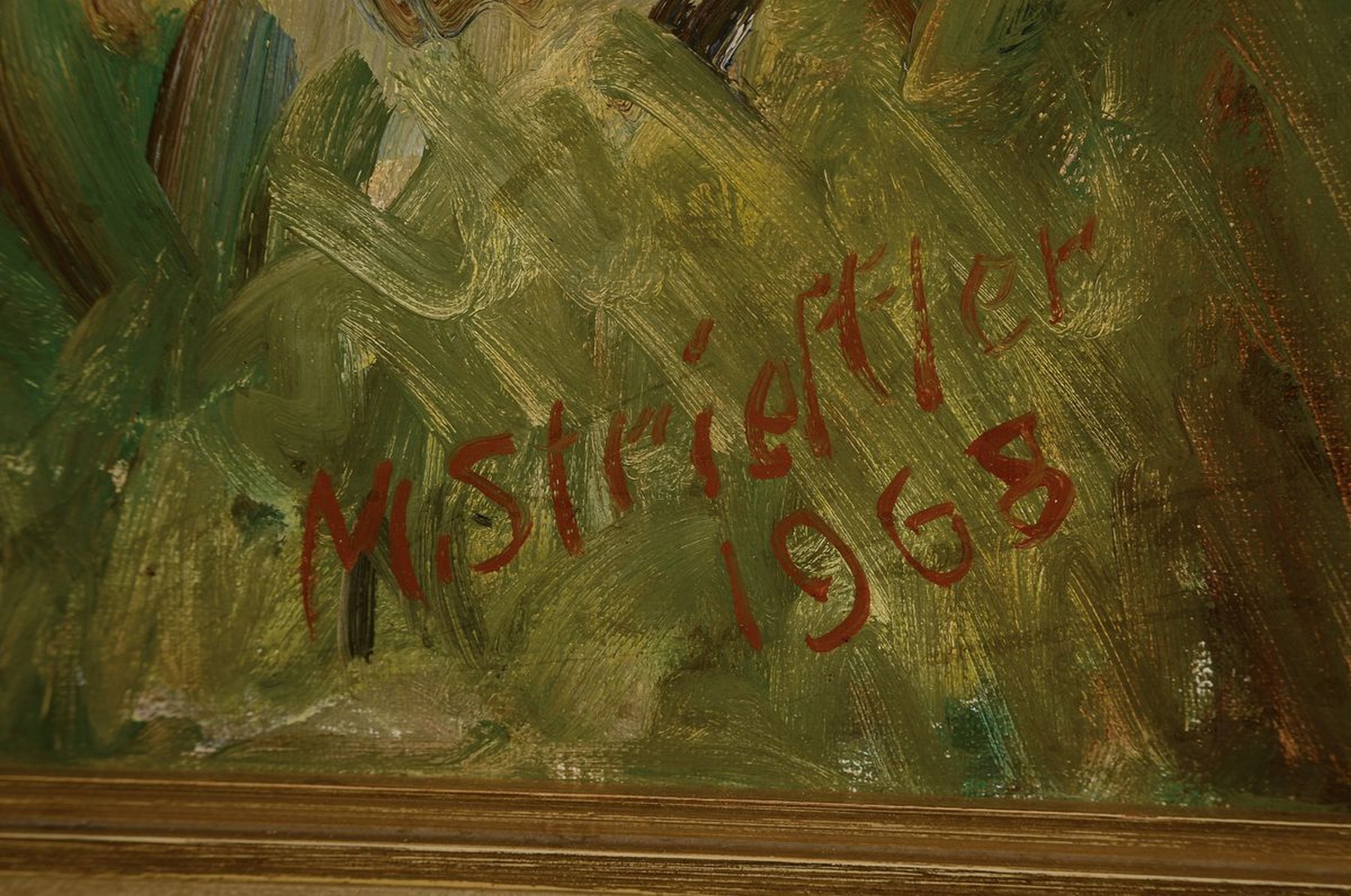 Detail a: Marie Strieffler, 1917-1987 Landau, Landschaft an der Queich, Öl/Lwd, rechts unten signiert und dat. 1968, ca. 60x75cm, R. ca. 68x83cm