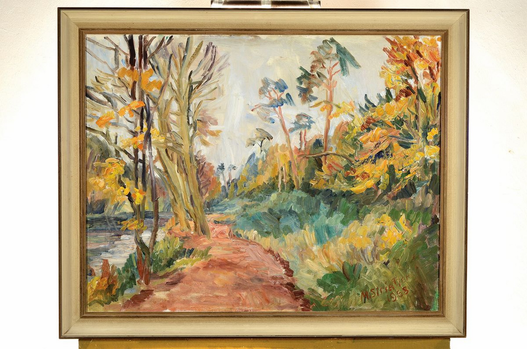 Detail k: Marie Strieffler, 1917-1987 Landau, Landschaft an der Queich, Öl/Lwd, rechts unten signiert und dat. 1968, ca. 60x75cm, R. ca. 68x83cm