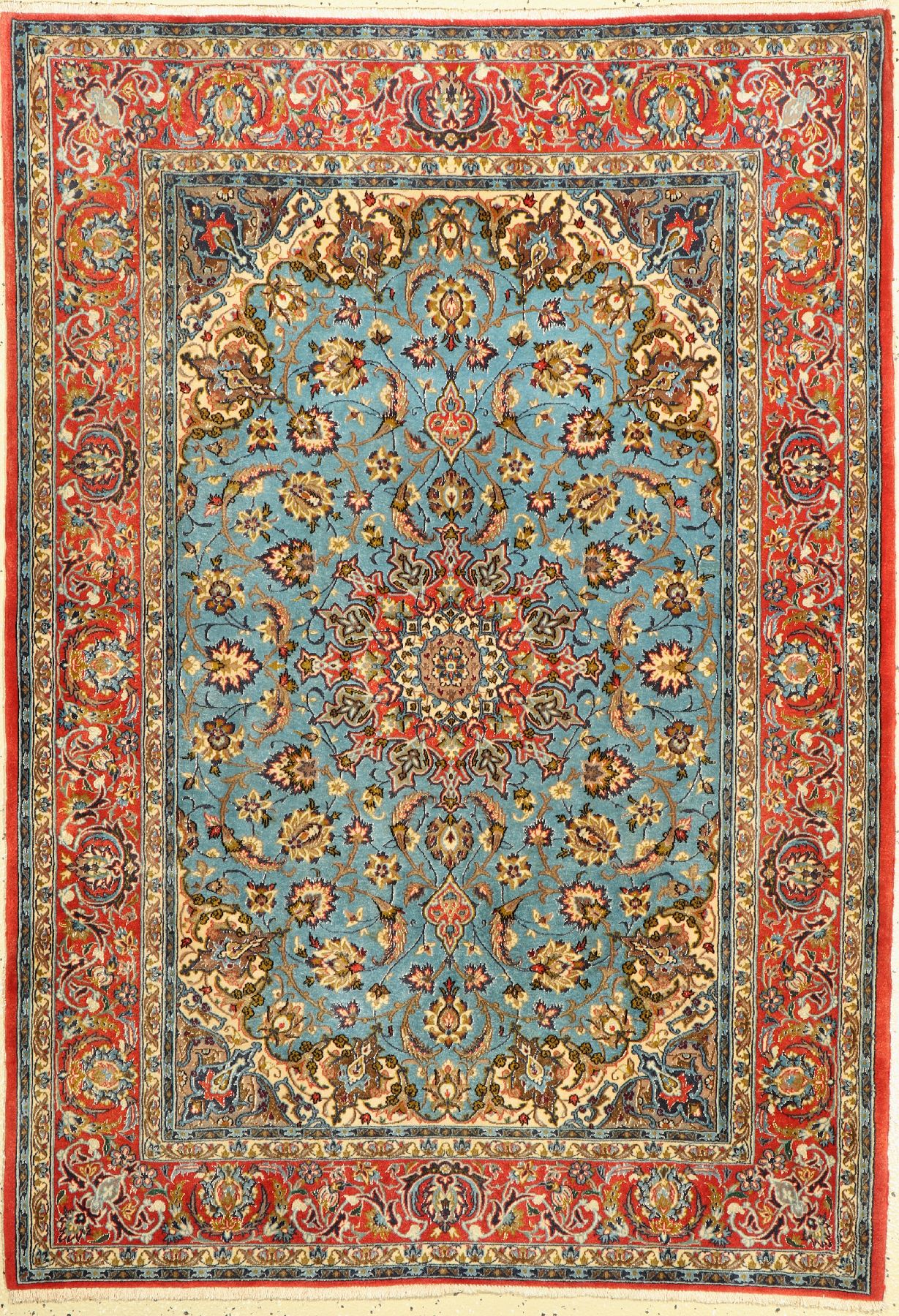 Esfahan fein, Persien, ca. 60 Jahre, Korkwolle mit Seide, ca. 157 x 111 cm, guter Zustand, gereinigt