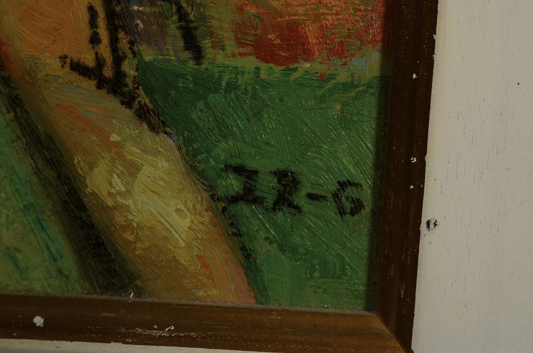 Detail a: Johannes Rother-Glass, geb. 1956, Künstler in Worpswede, weiblicher Akt sinnend, so rückseitig auf Künstleretikett betitelt, Öl/Lwd/Platte, ...