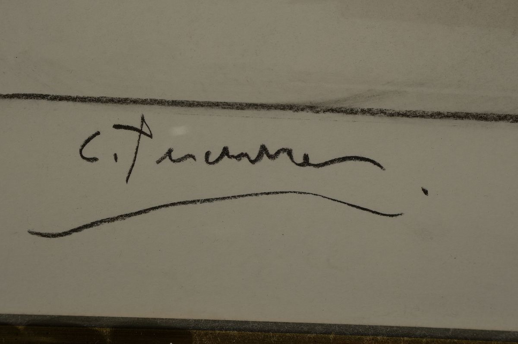 Detail a: Christian Peschke, geb. 1946 Säckingen, lebt und arbeitet in Italien und Süddeutschland, hier: Mutter mit Kind, Kohlezeichnung teils weiß gehöht, ...