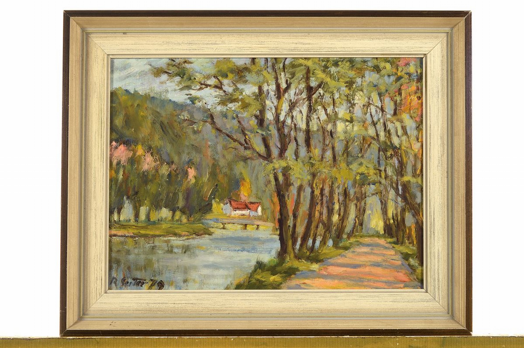 Detail k: Robert Seiter, geb. 1912 Ludwigshafen, Landschaft in der Pfalz, Öl/Hartfaser, signiert, ca. 27x36cm, R. ca. 33x42cm