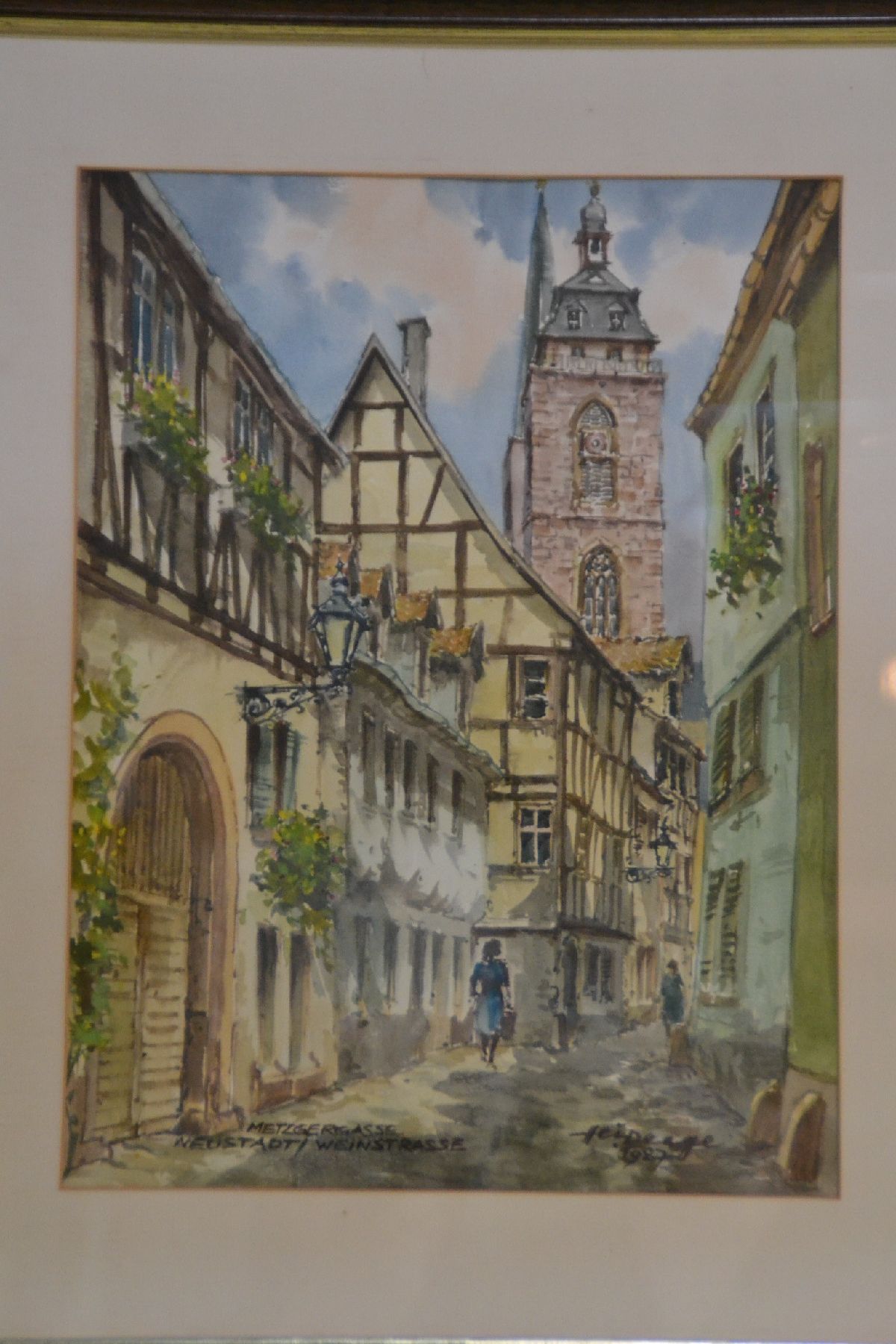 Detail c: Heiner Deege, 1920-2007 Haßloch, 2 Aquarelle, 1x Metzgergasse Neustadt, signiert, ca. 39x29cm, PP, u.Gl., R. ca. 54x44cm; 1x Siebeldingen, signiert ...