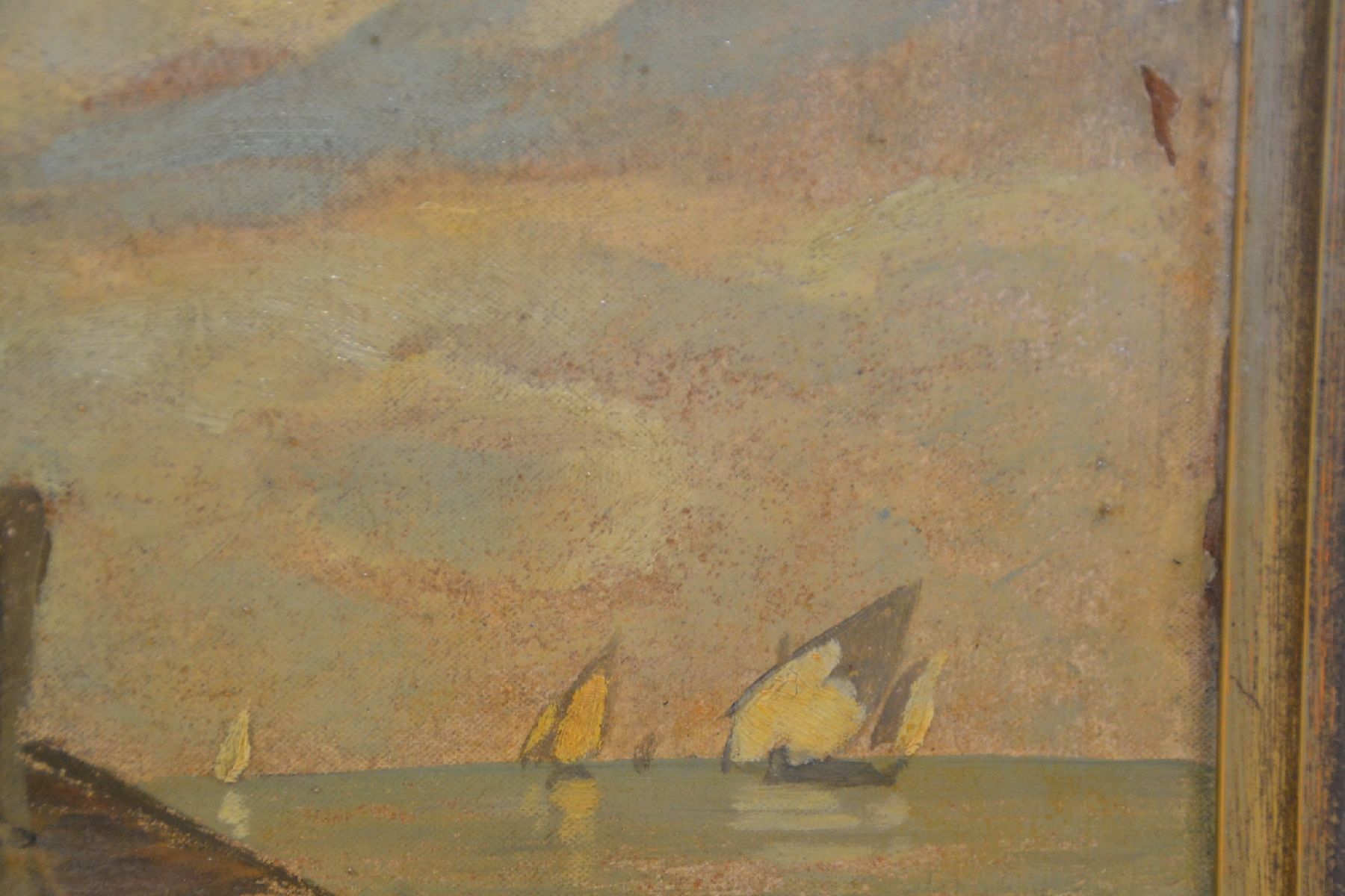 Detail f: Ludwig Dill, 1848 Gernsbach - 1940 Karlsruhe, Fischerboote bei Chioggia, Öl/Malkarton, signiert, ca. 56x76cm, R. ca. 69x89cm