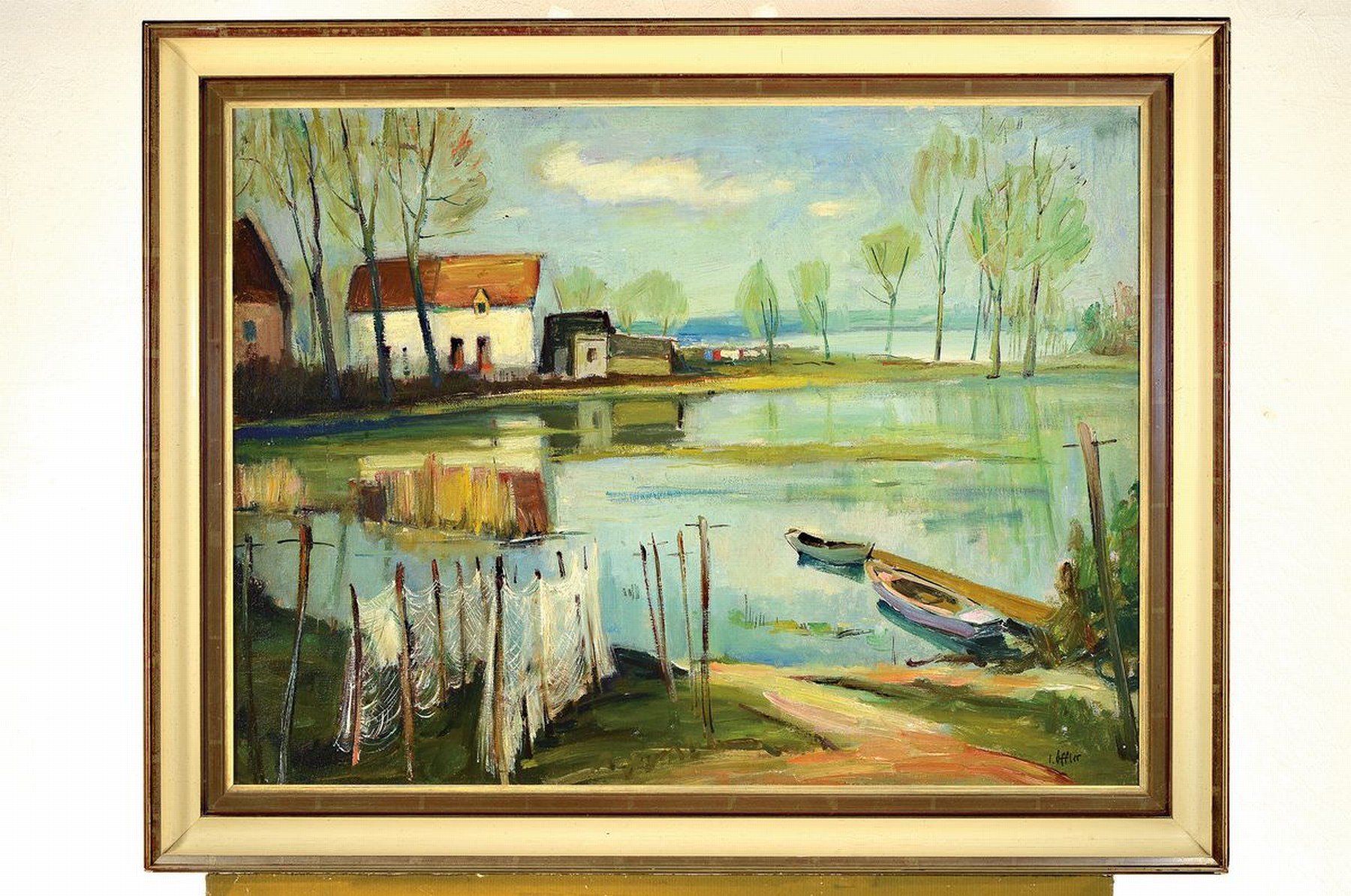 Detail k: Paul Löffler, 1938-1995 Mannheim, Der Rhein bei Altrip, Öl/Lwd, rechts unten signiert, ca. 60x80cm, R. ca. 73x93cm