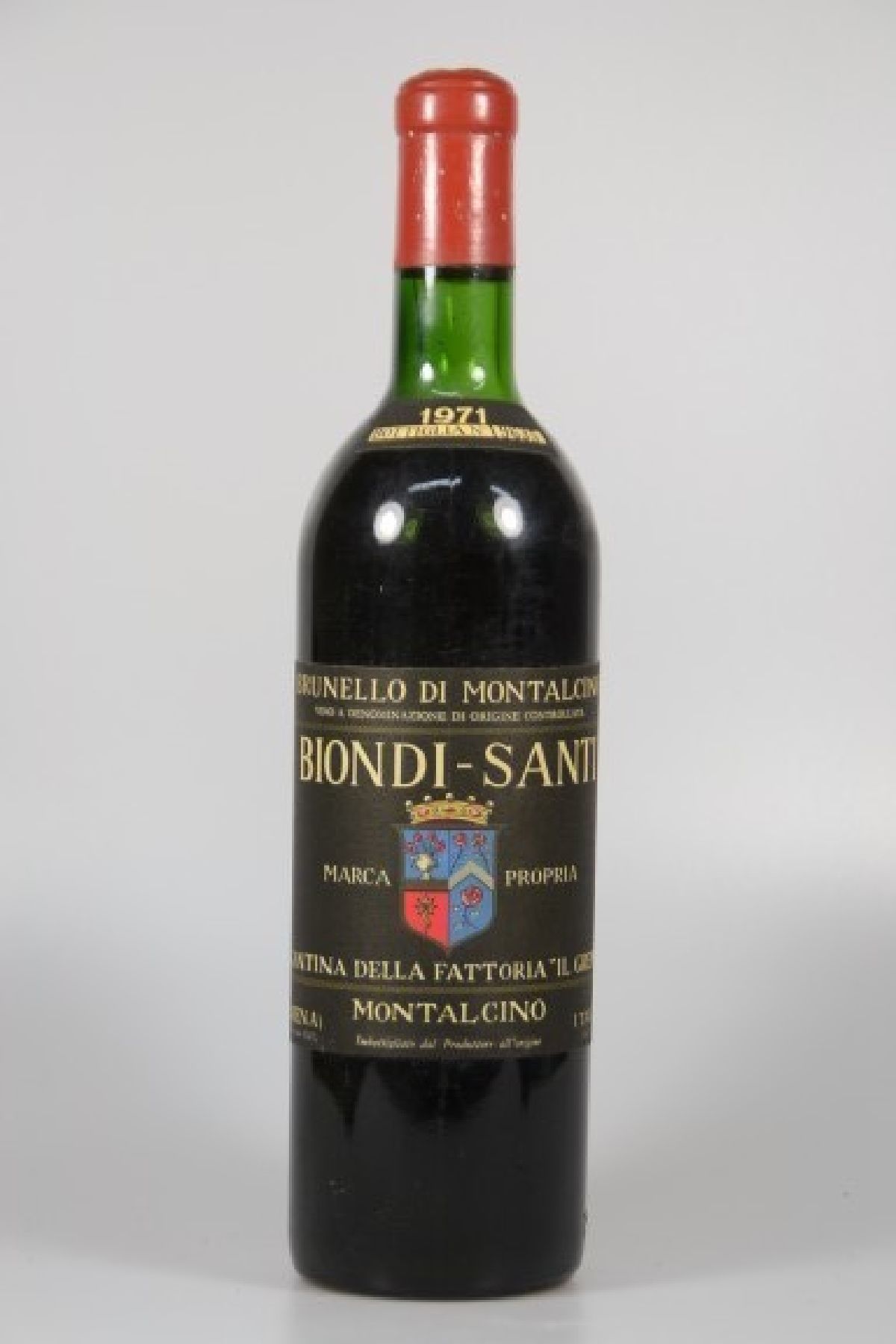 1 Flasche Biondi-Santi 1971, Brunello Di Montalcino, Marca Propria, 75cl, Füllstand, mid shoulder, unverkostet