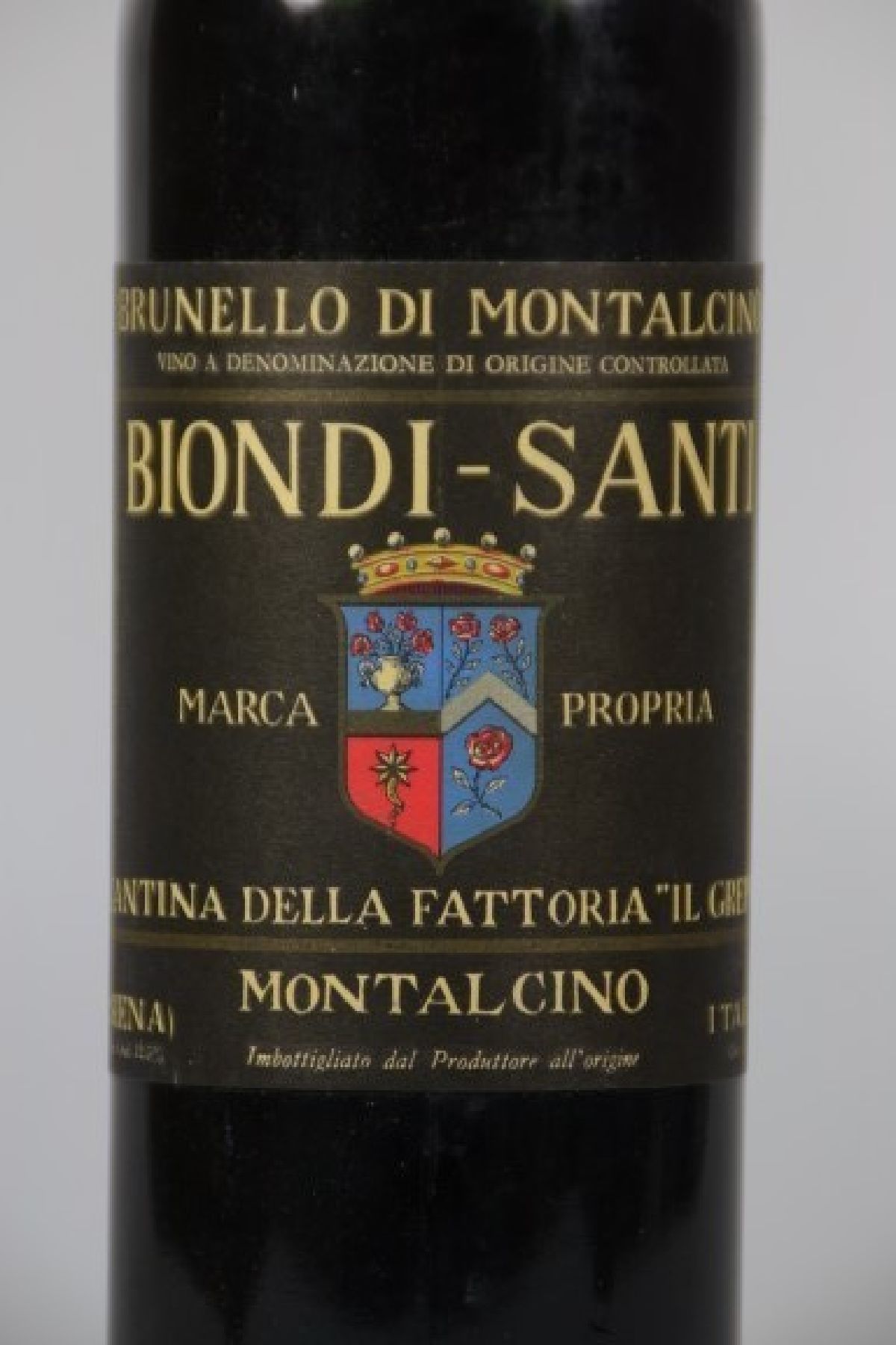 Detail a: 1 Flasche Biondi-Santi 1971, Brunello Di Montalcino, Marca Propria, 75cl, Füllstand, mid shoulder, unverkostet