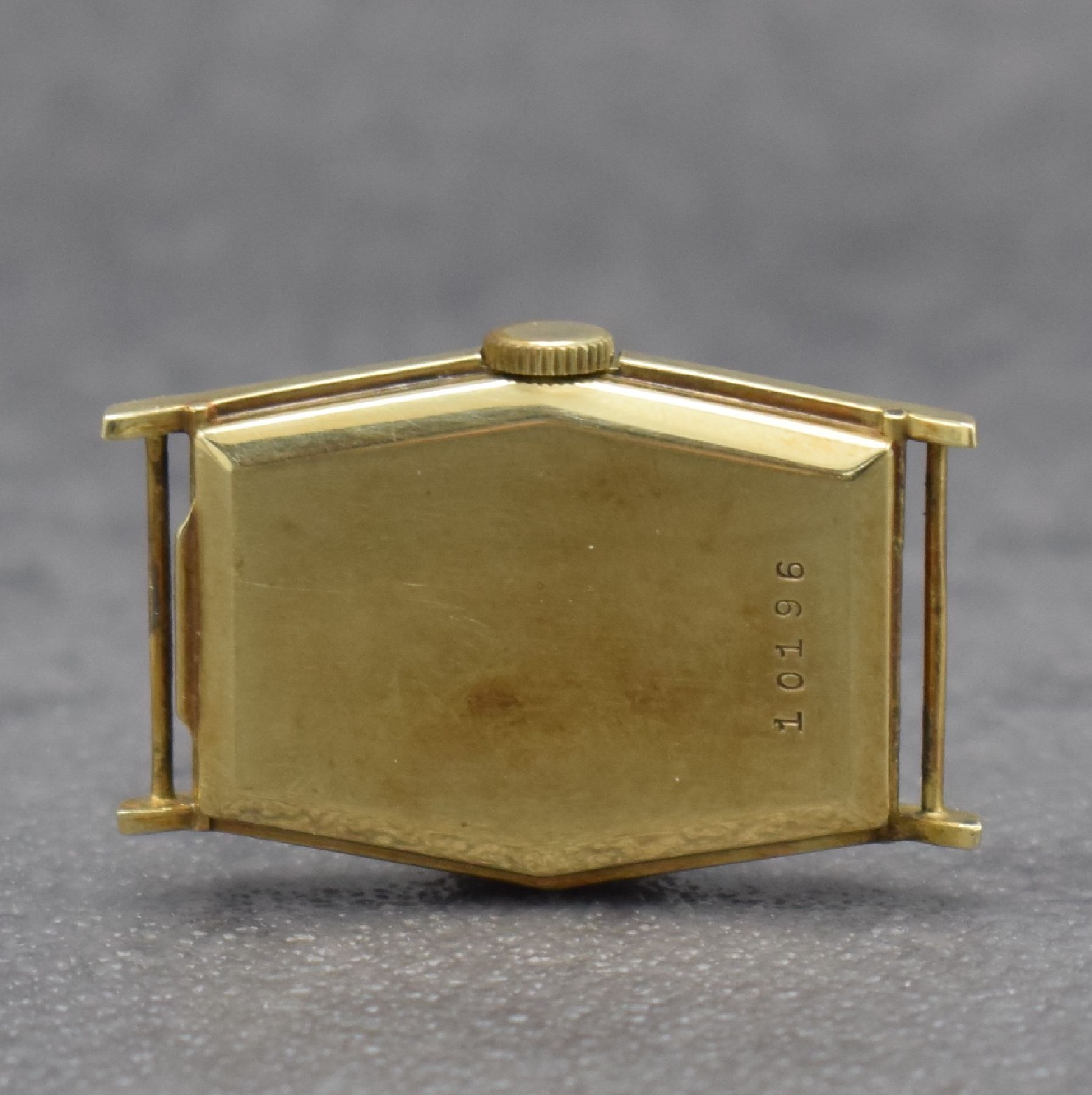 Detail b: FESTA Herrenarmbanduhr in GG 585/000, Handaufzug, Deutschland um 1938, Scharniergeh., verg. Zifferbl. altersbed. fl., verg. Formankerw., Kal. 843, M. ...