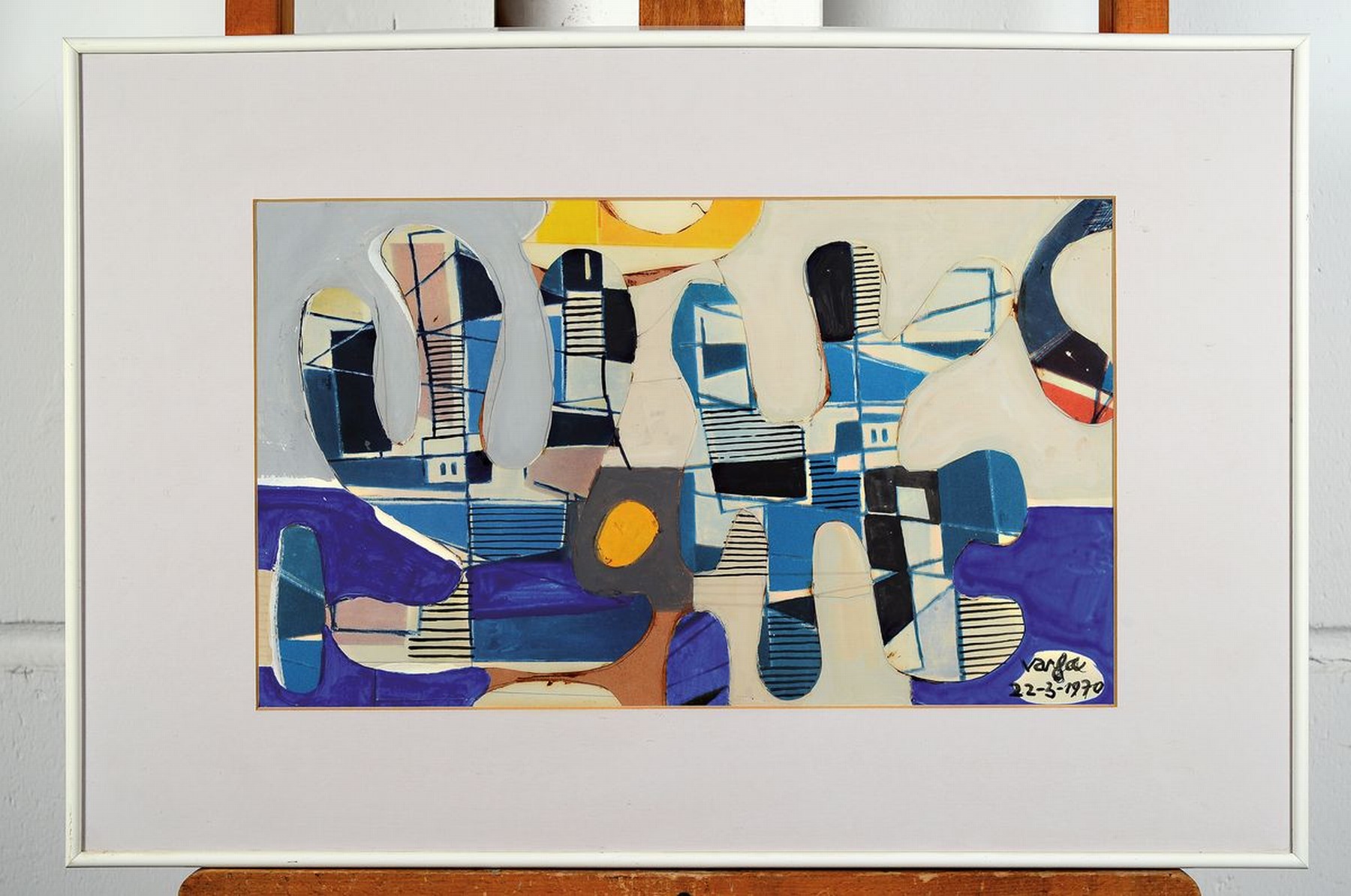 Detail k: Ferenc Varga,1906-1989, war ein ungarisch- französischer Maler, Graphiker und Bildhauer, Hier: Collage und Aquarell, re. u. handsigniert und dat. ...