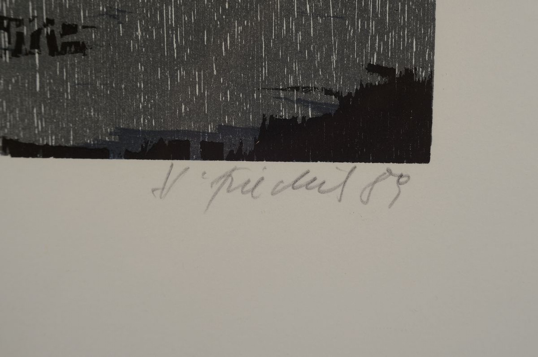 Detail c: Heinz Friedrich, 1924 Schwetzingen-2018, 2 Farbholzschnitte, 1x Amrum/Abendstimmung, signiert, dat. 89, betitelt, ca. 32x47cm, u.Gl., R. ca. 50x60cm, ...