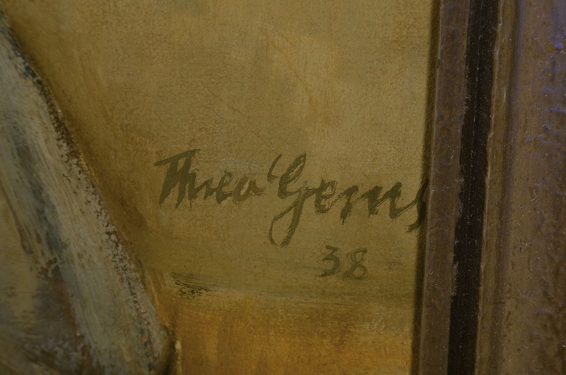 Detail c: Theo Gems, 1889 Eberbach-1980 Schifferstadt, Studium an der Akademie Karlsruhe bei Haueisen, Georgi, Fehr und Sillinger, hier: Blumenstillleben, ...