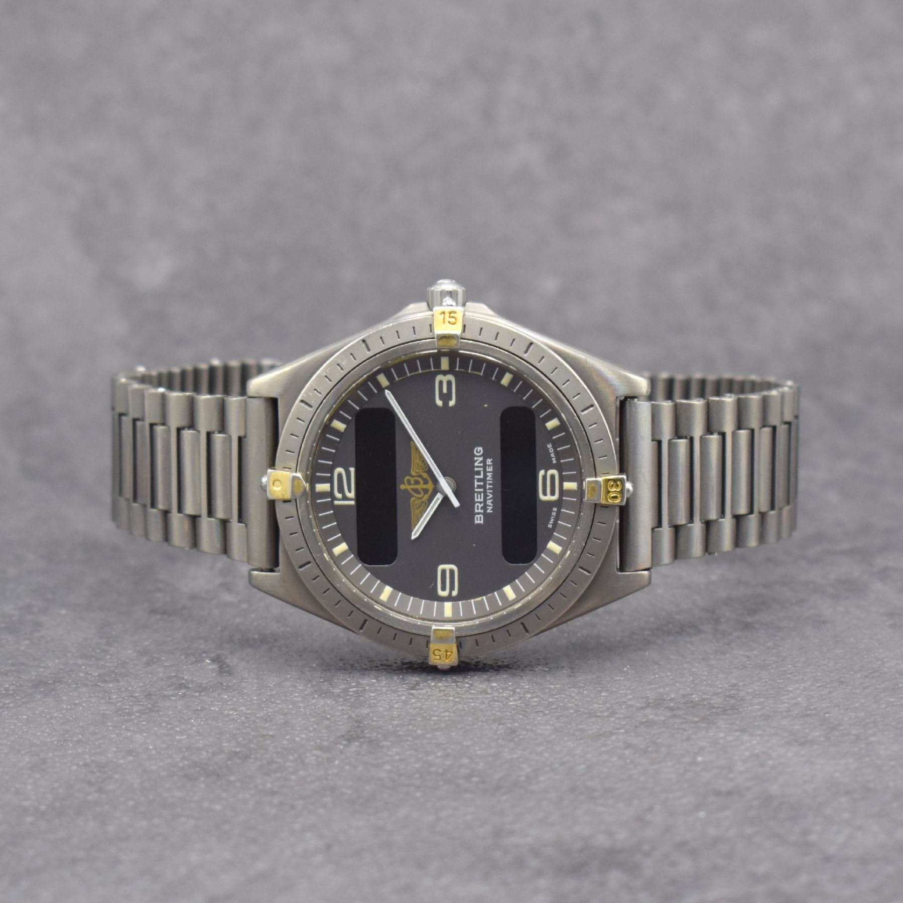 BREITLING Herrenarmbanduhr Navitimer Aerospace mit Multifunktionsanzeige, Schweiz um 1995, Ref. 80360, Titangeh. inkl. Gliederband m. Faltschl., ...