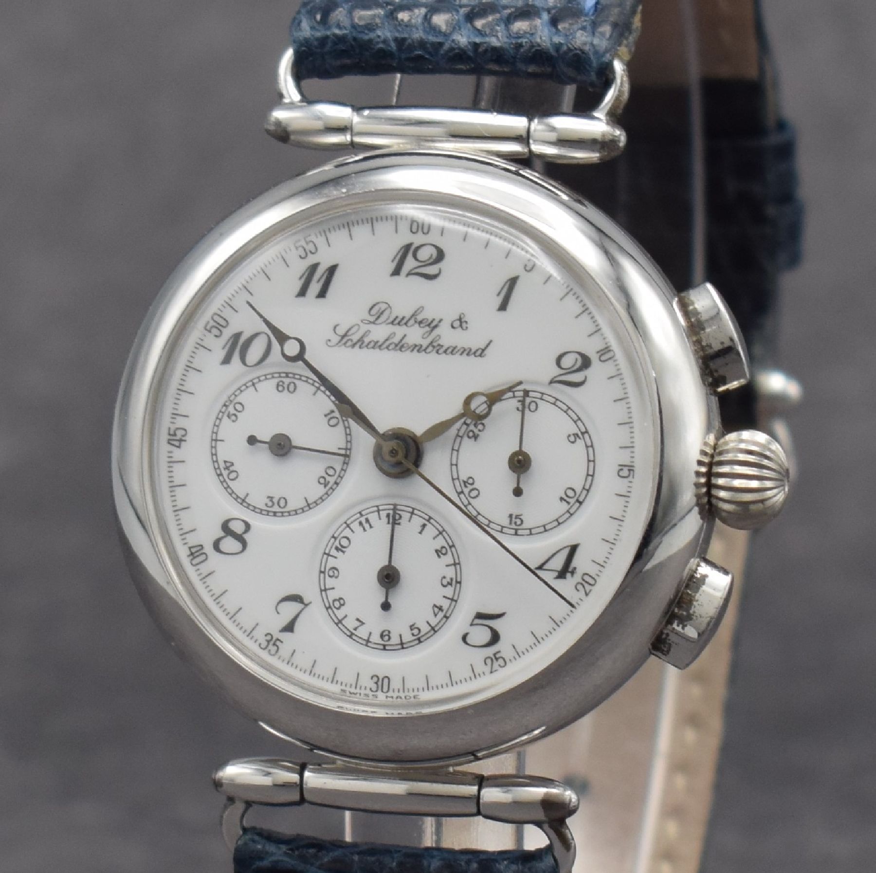 Detail c: DUBEY & SCHALDENBRAND seltener Armbandchronograph in Sterlingsilber Modell Twenty, Handaufzug, Schweiz um 1995, 3-teil. Geh., Scharnierboden 2-fach ...