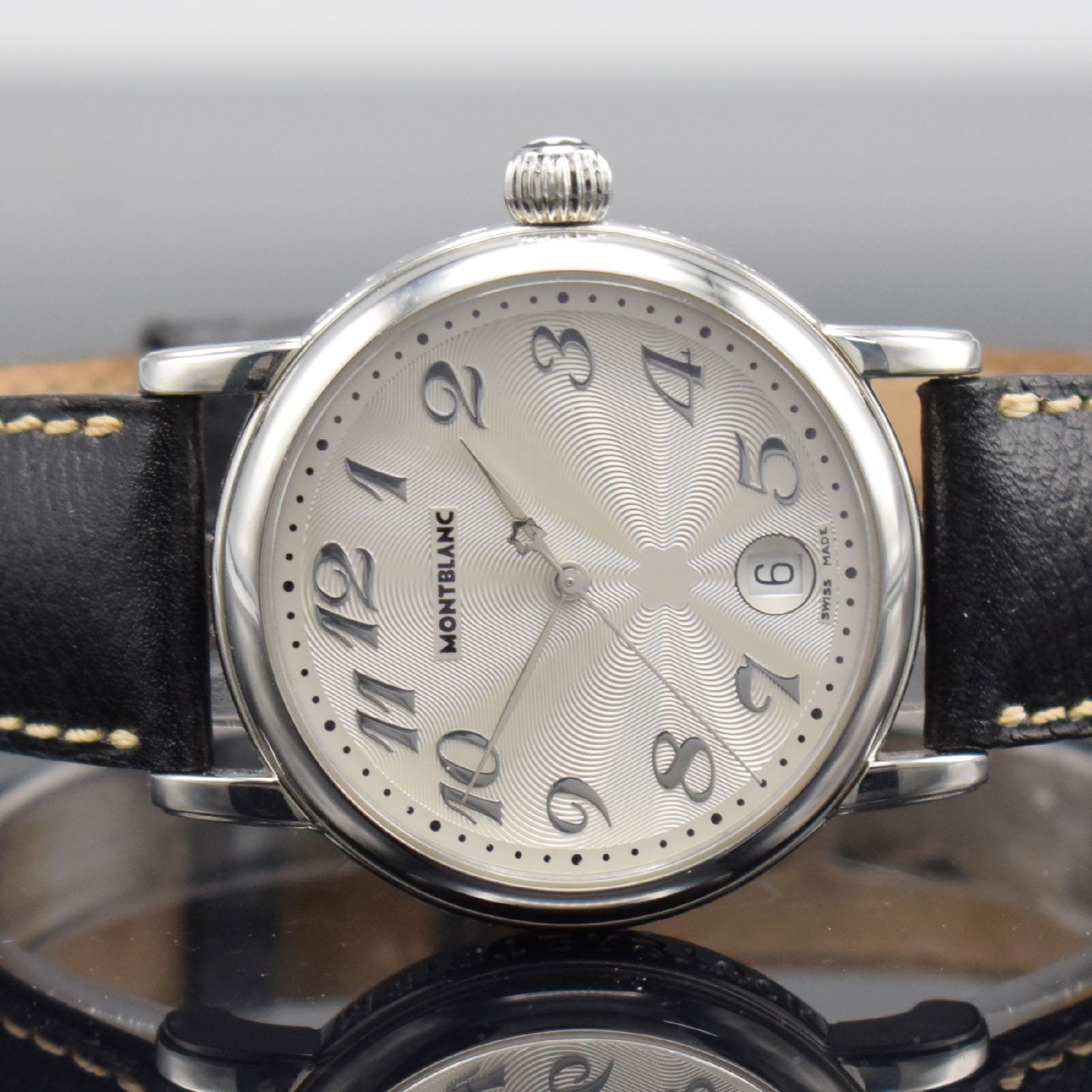 Detail a: MONTBLANC Armbanduhr Meisterstück Referenz 7042, Edelstahlgeh. inkl. orig. Lederband m. orig. Dornschl., Boden aufgedr., quarz, Anz. v. Std., Min., ...