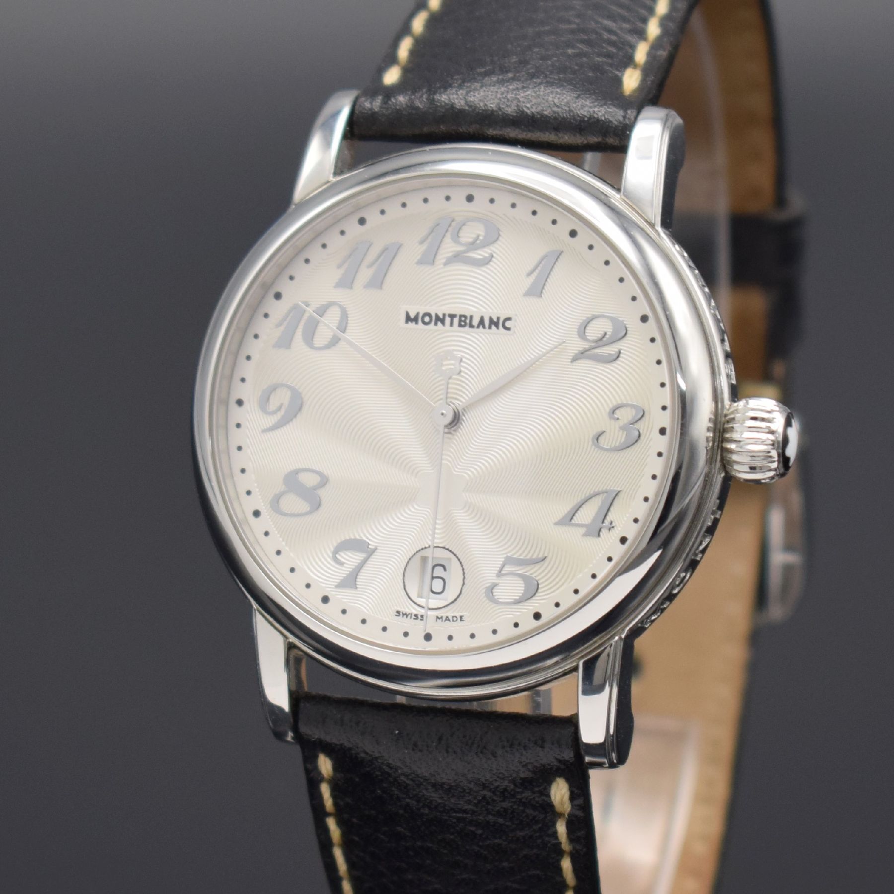 Detail c: MONTBLANC Armbanduhr Meisterstück Referenz 7042, Edelstahlgeh. inkl. orig. Lederband m. orig. Dornschl., Boden aufgedr., quarz, Anz. v. Std., Min., ...