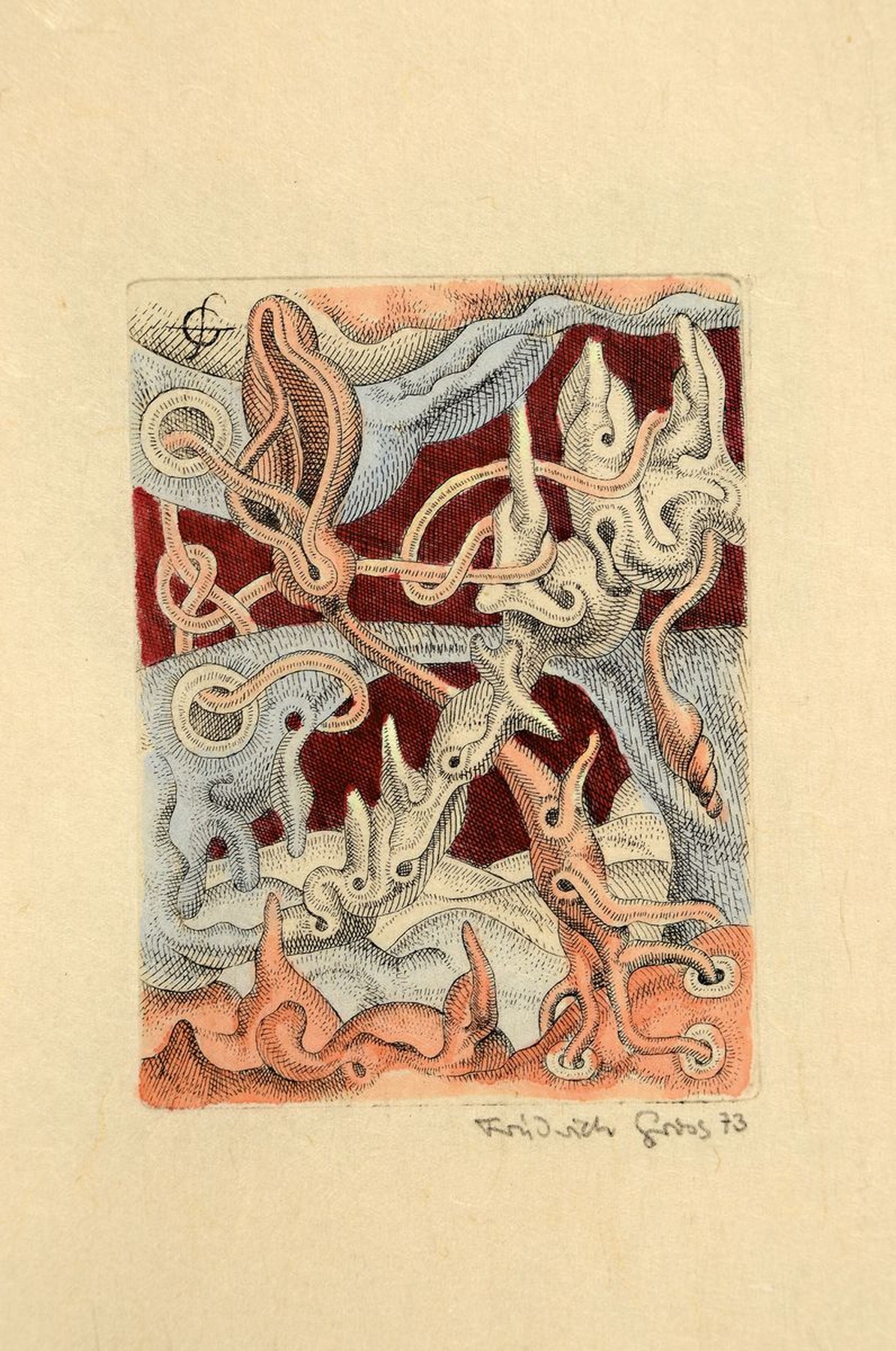 Richard H. Hartmann, Manierismus in der Kunst, nummeriert 59/150, mit 7 Radierungen und 1 handkolorierte Lithographie u.a. von Uwe Bremer, Bruno ...