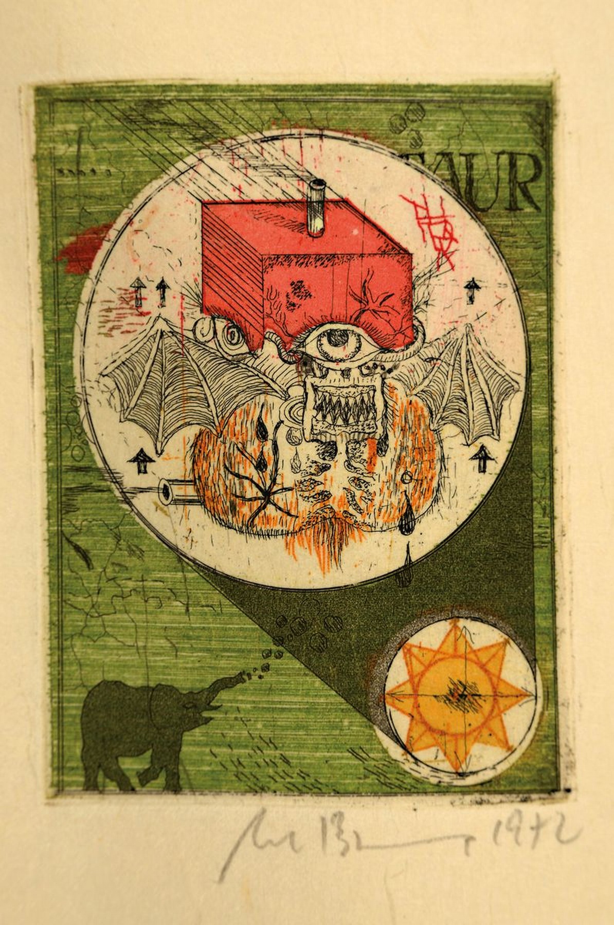 Detail o: Richard H. Hartmann, Manierismus in der Kunst, nummeriert 59/150, mit 7 Radierungen und 1 handkolorierte Lithographie u.a. von Uwe Bremer, Bruno ...