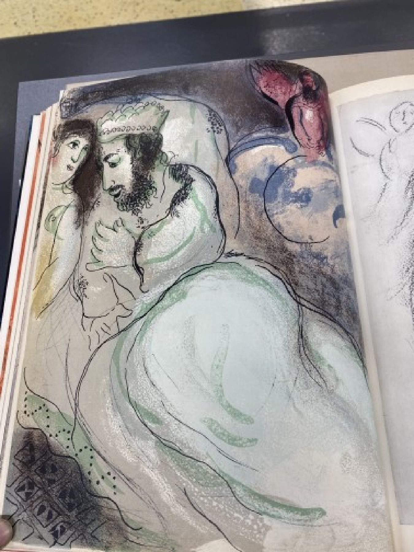 Detail i: Marc Chagall, 1887-1985, Dessins pour la bible, Verve No. 37-38, Paris 1960, Hardcover, mit 24 Original-Farblithographien von Marc Chagall, Erste ...