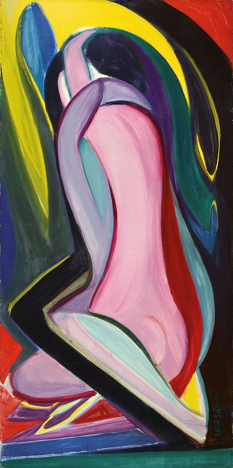 Will Sohl, 1906 Ludwigshafen -1969, liegender Rückenakt, Öl/Lwd., signiert, 55 x 110 cm